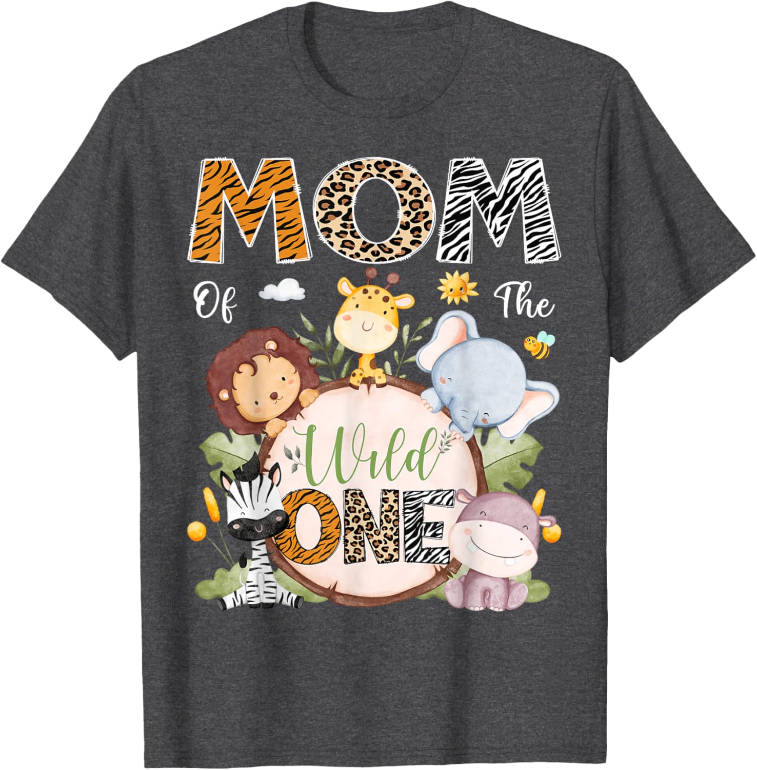Mom Of The Wild One 1st Birthday Safari Jungle Animals T-Shirt - 4