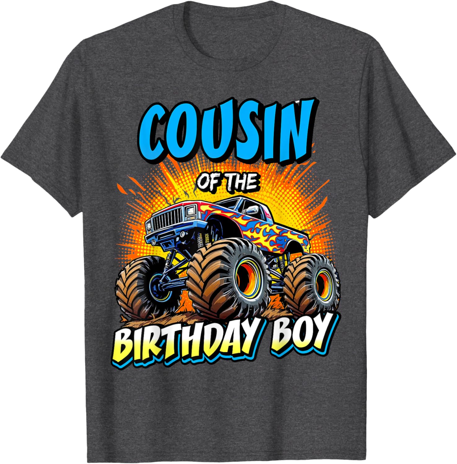 Cousin of the Birthday Boy Monster Truck T-Shirt for Fun Birthday Parties - 8