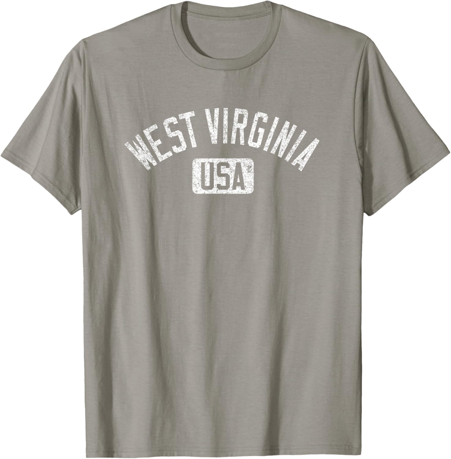 West Virginia Arched Text Distressed White Print T-Shirt for Casual Style - 27