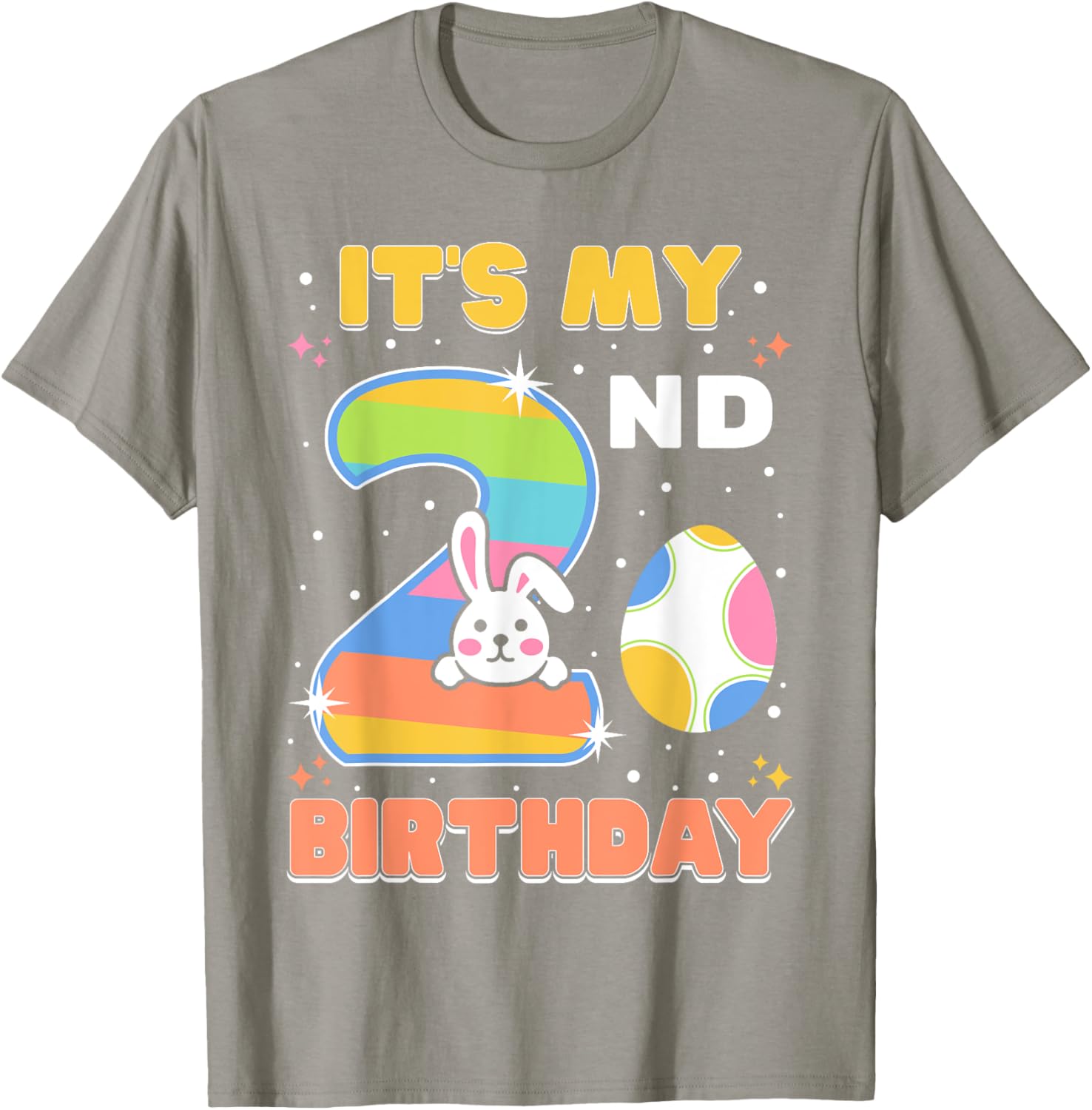 Cute Easter Bunny 2nd Birthday T-Shirt for Boys and Girls Age 2 - 14