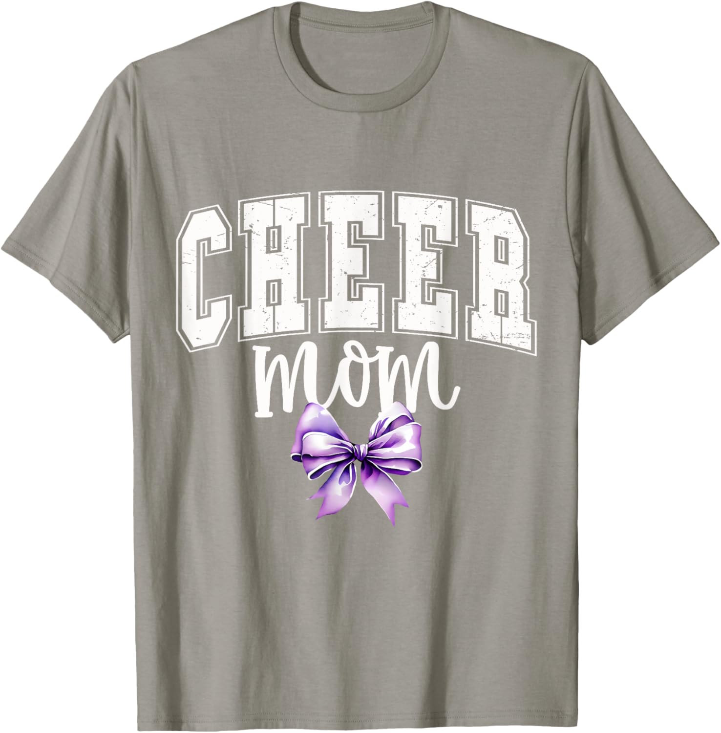 Cheer MOM Coquette Purple Bow Cheerleader T-Shirt for Supportive Moms - 20