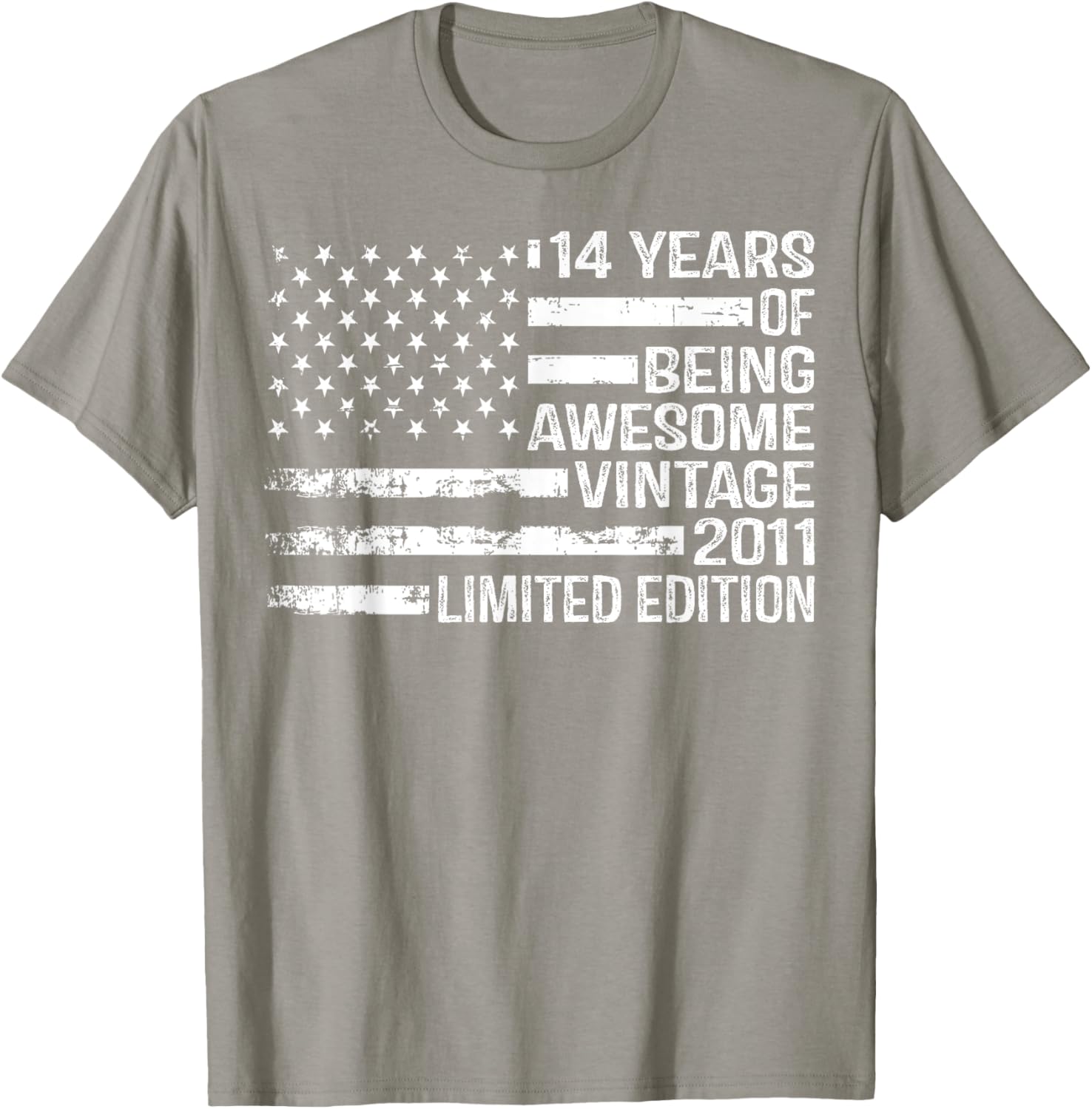 Vintage American Flag T-Shirt for 14th Birthday Celebration - 14 Years Old - 7
