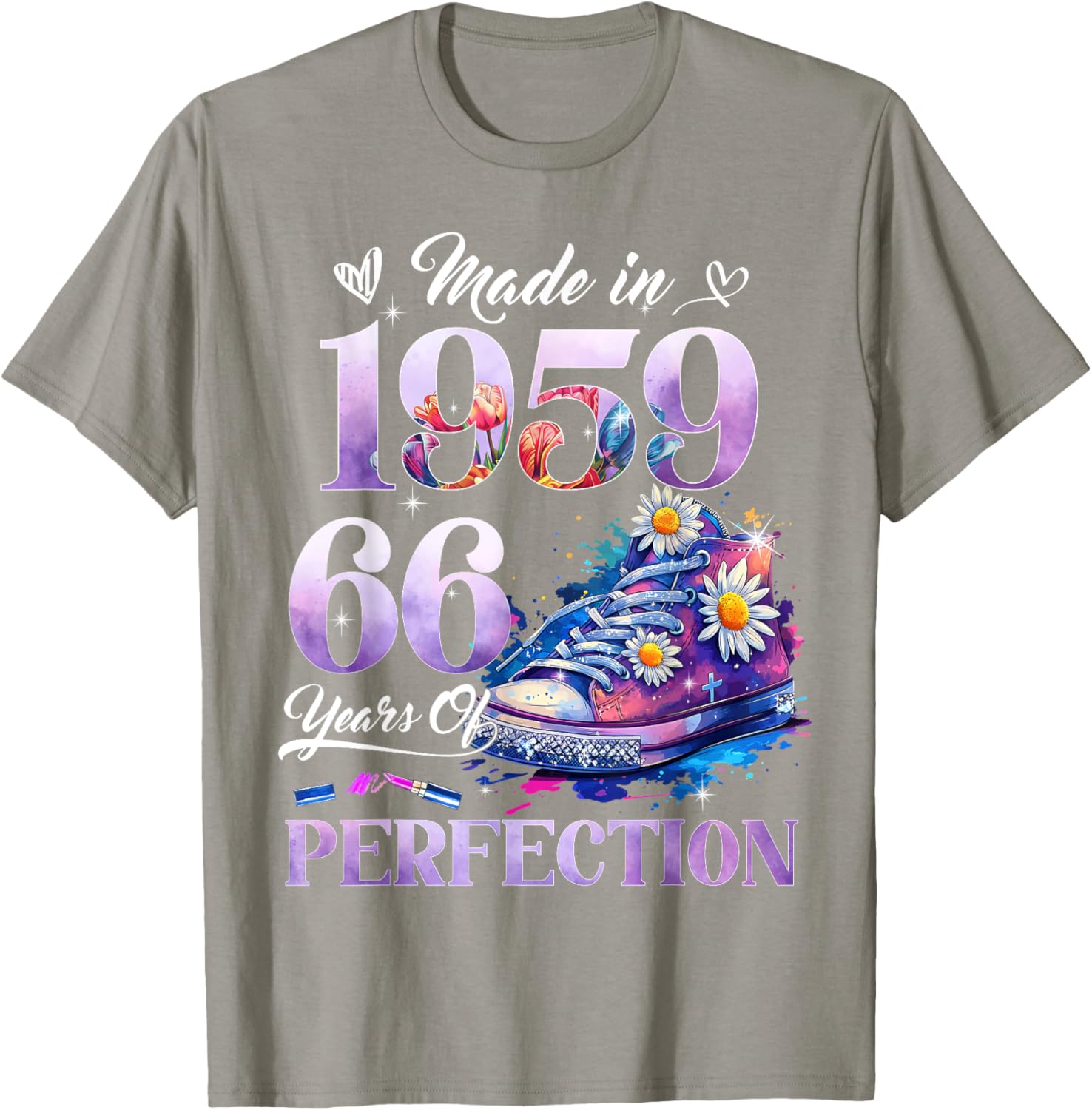 Floral 66th Birthday T-Shirt for Women Made in 1959 Unique Gift - 3