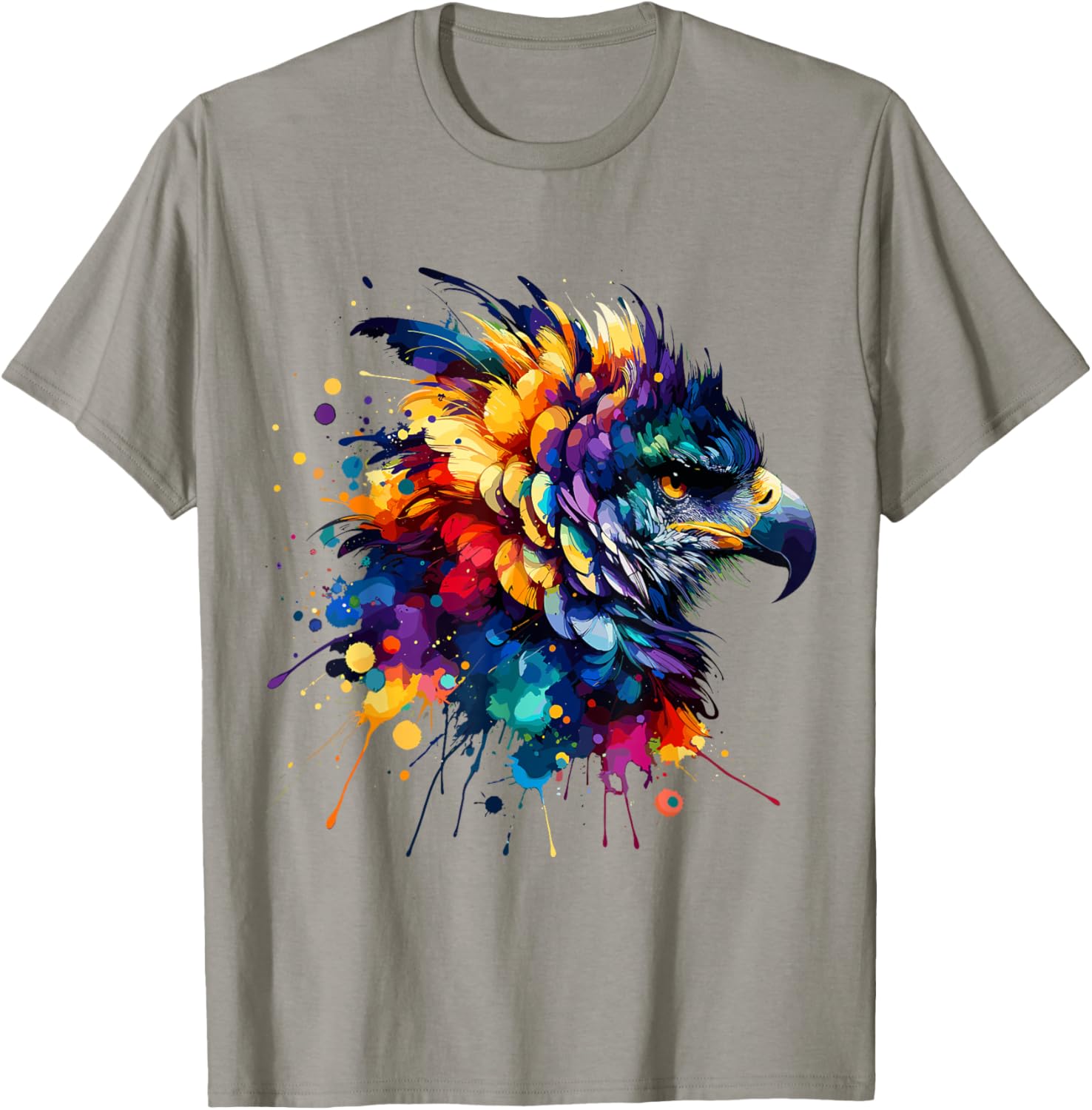 Colorful Harpy Eagle Splash Art T-Shirt for Nature Lovers and Wildlife Fans - 1