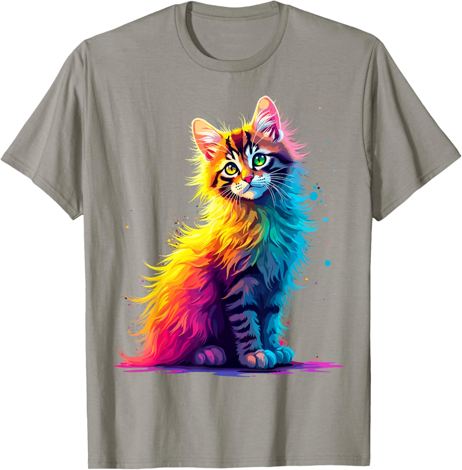 Colorful Cute Kitty T-Shirt for Cat Lovers - Fun Pop Art Design for All Ages - 4