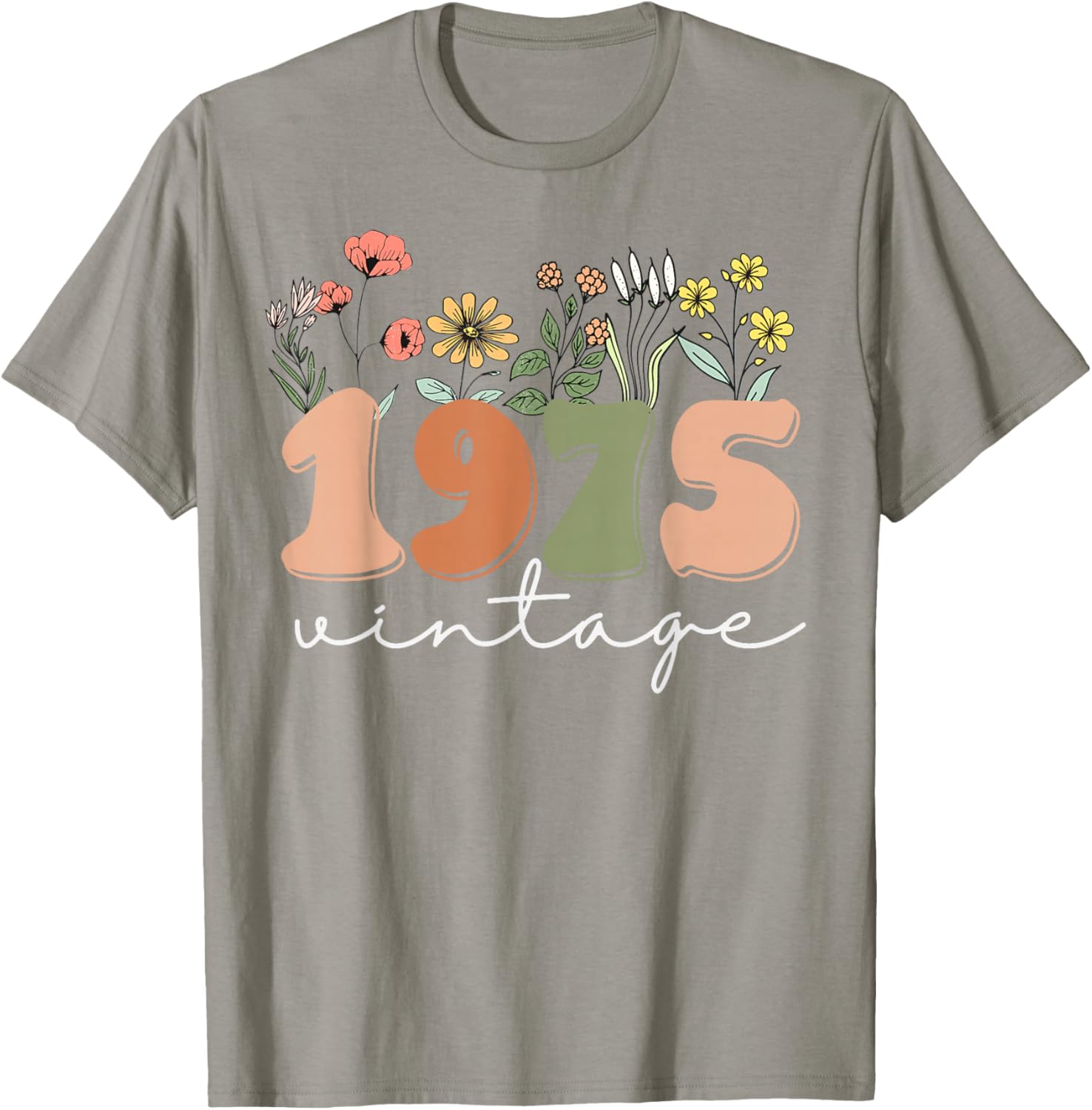 Vintage 1975 50th Birthday Wildflower T-Shirt for Women - 12