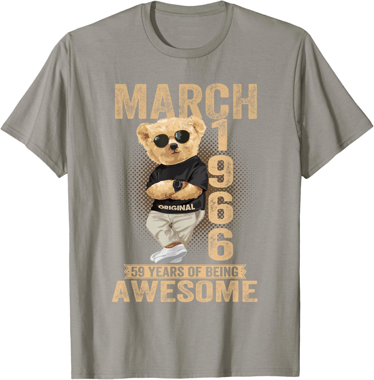 Awesome Teddy Bear T-Shirt for March 59th Birthday 1966 Men Women - 14