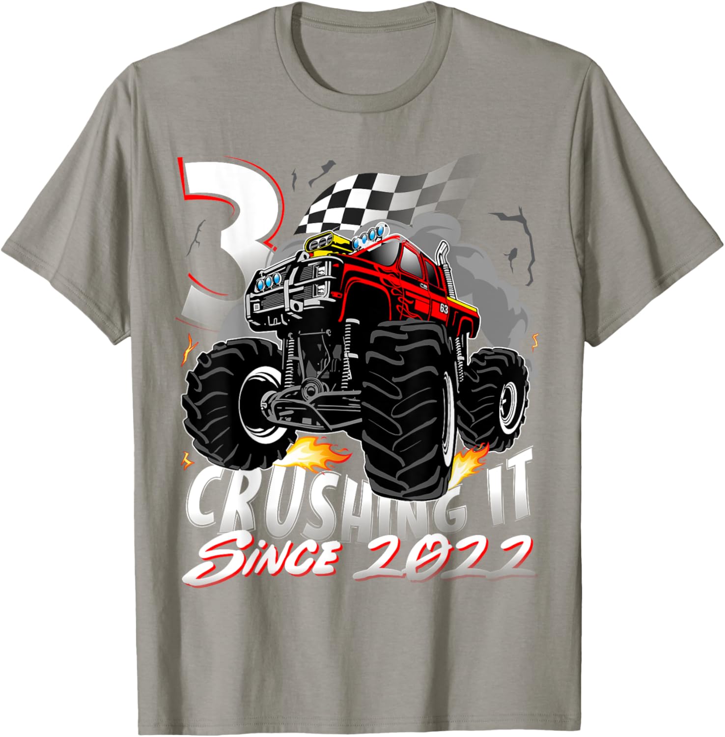 Cool Monster Truck Birthday T-Shirt for 3 Year Old Boys Born 2022 - 10