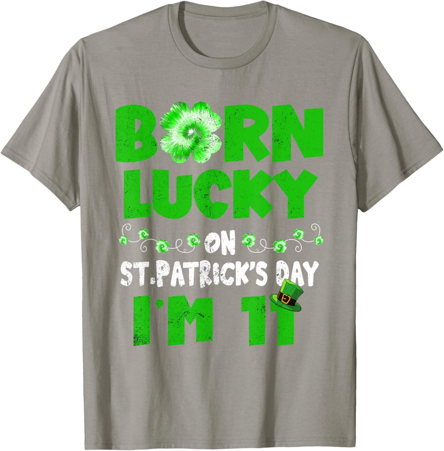 Born Lucky St. Patrick's Day 11th Birthday T-Shirt for Kids - 21