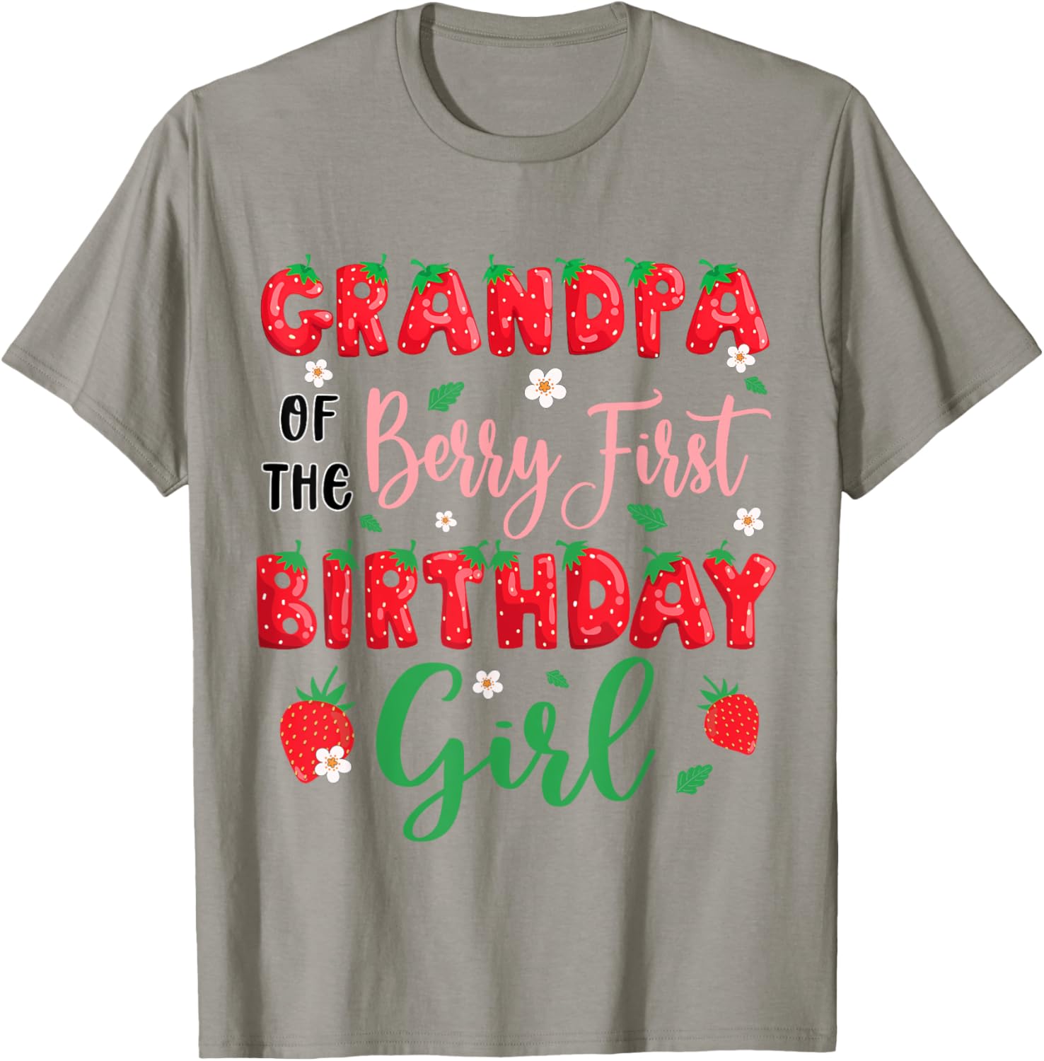 Grandpa of the Berry First Birthday Girl Strawberry T-Shirt for Dad - 19