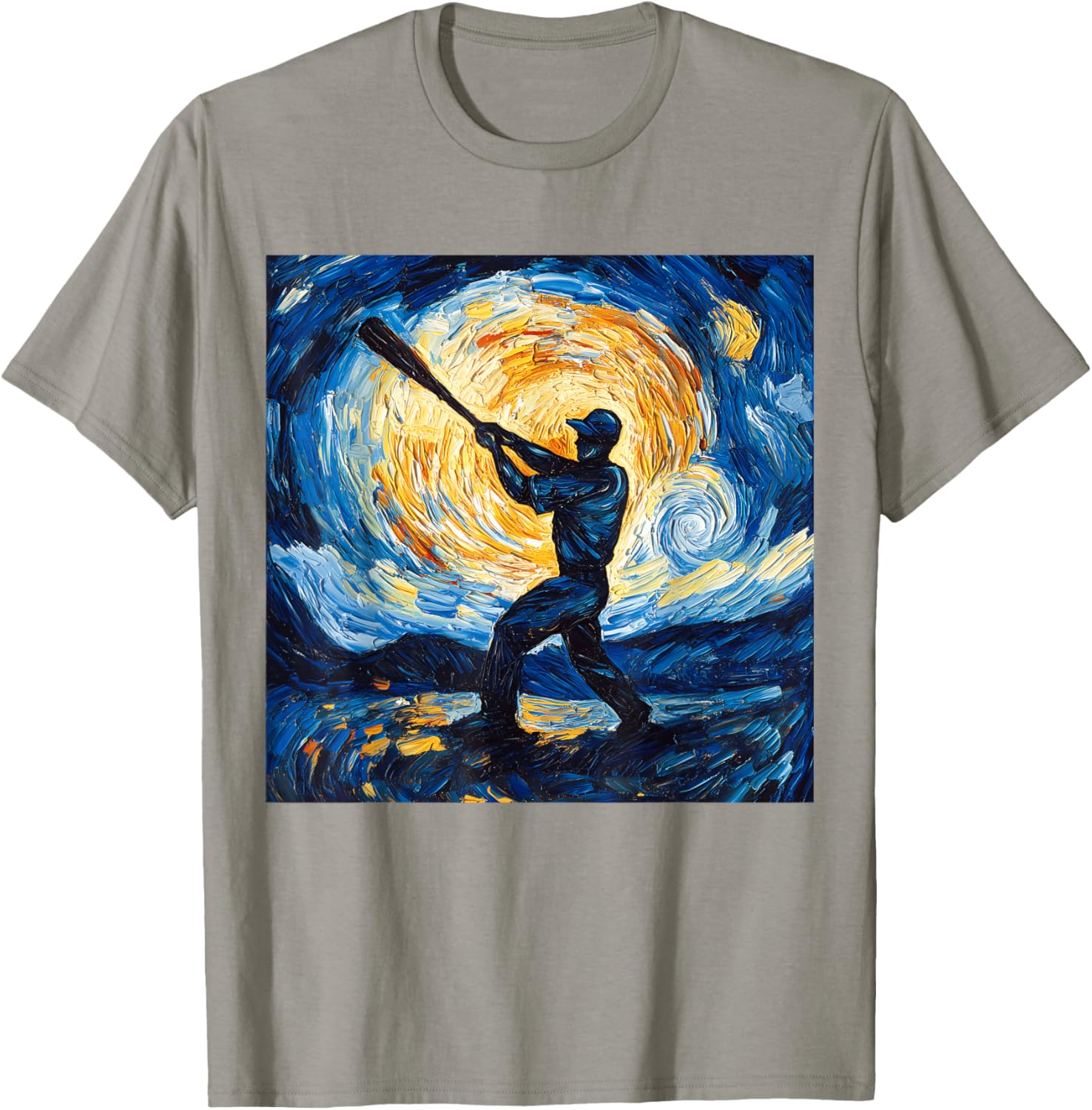 Van Gogh Starry Night Baseball Player T-Shirt for Art and Sports Lovers - 6