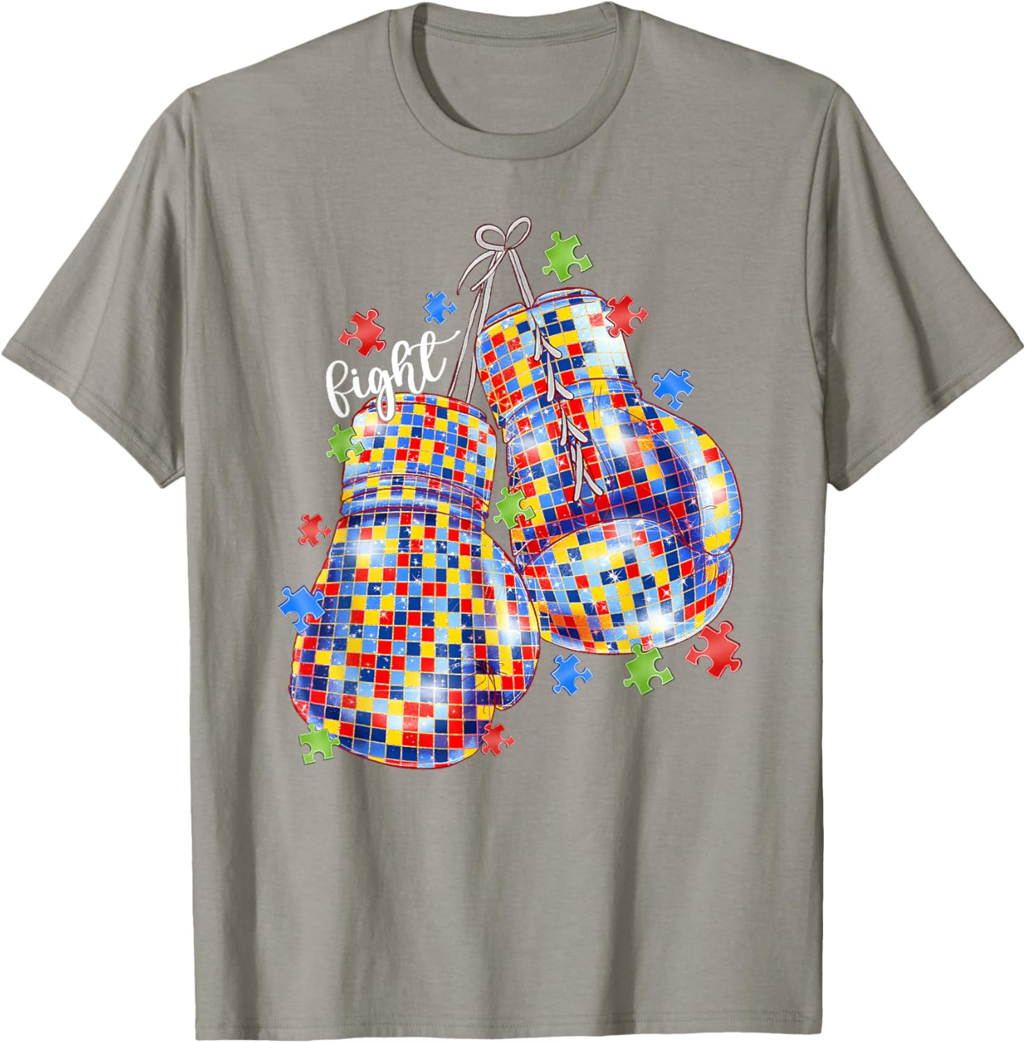 Autism Awareness Puzzle Piece Boxing Gloves T-Shirt for All Ages - 2