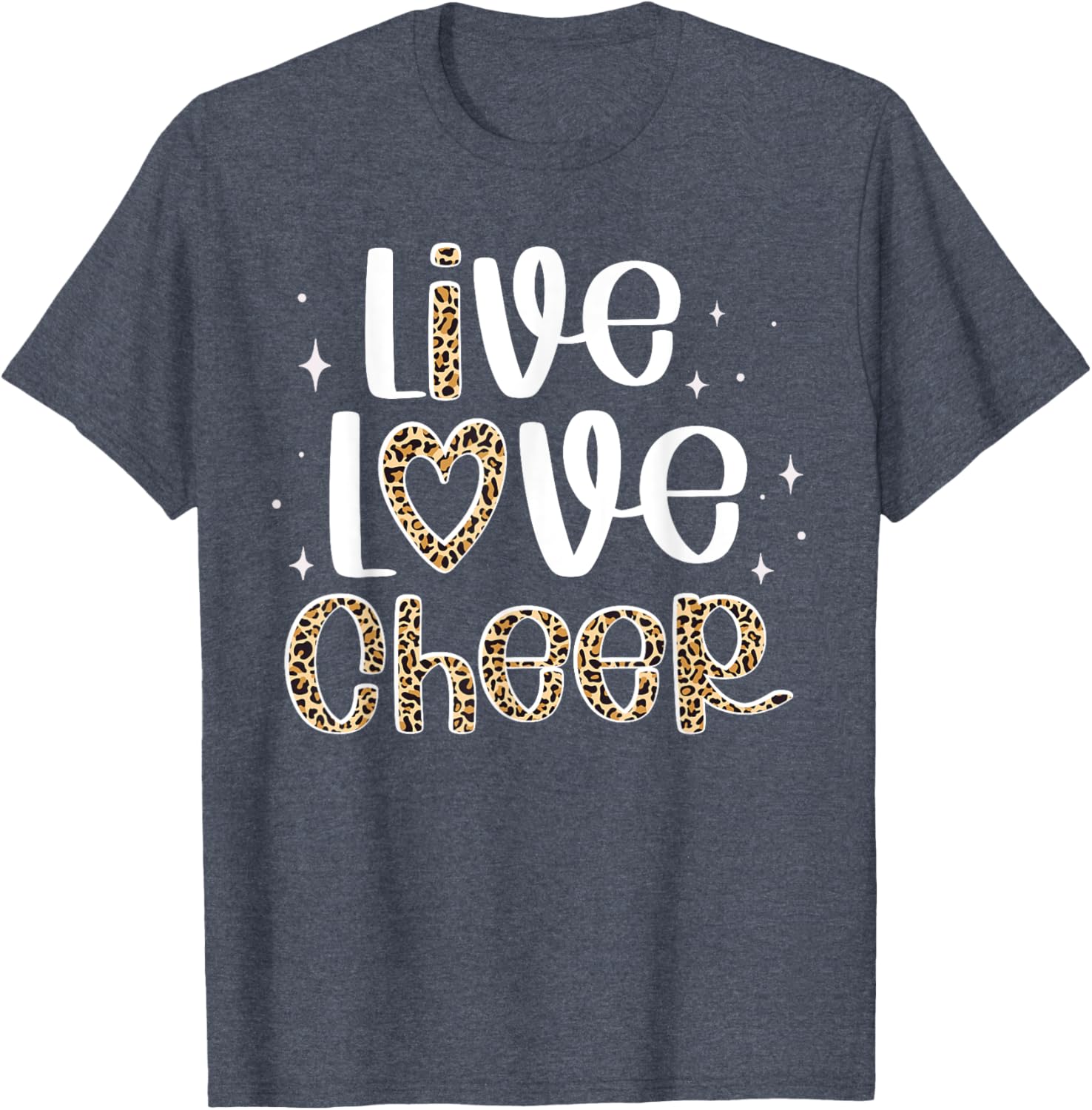 Cheerleader Live Love Cheer Leopard Print T-Shirt for Cheer Fans - 2