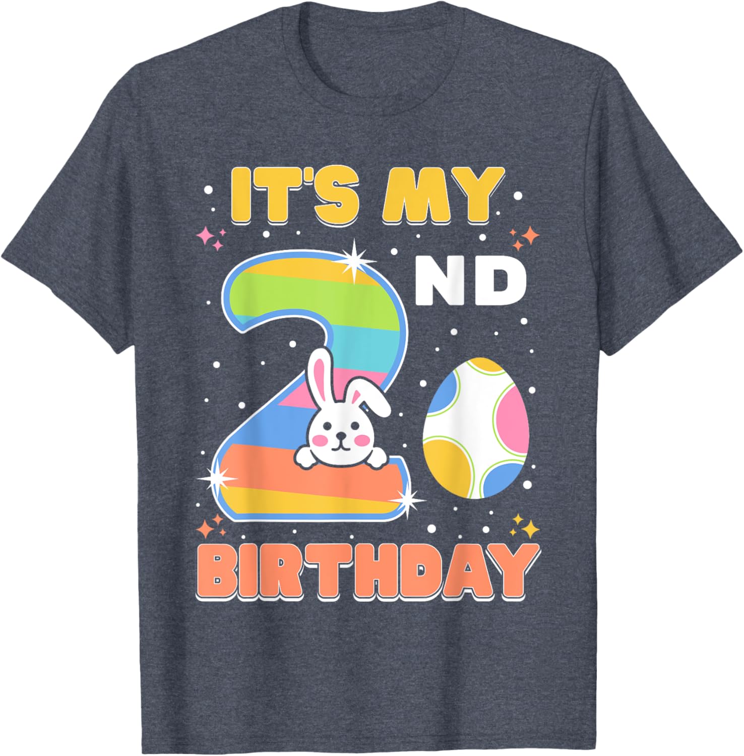 Cute Easter Bunny 2nd Birthday T-Shirt for Boys and Girls Age 2 - 11
