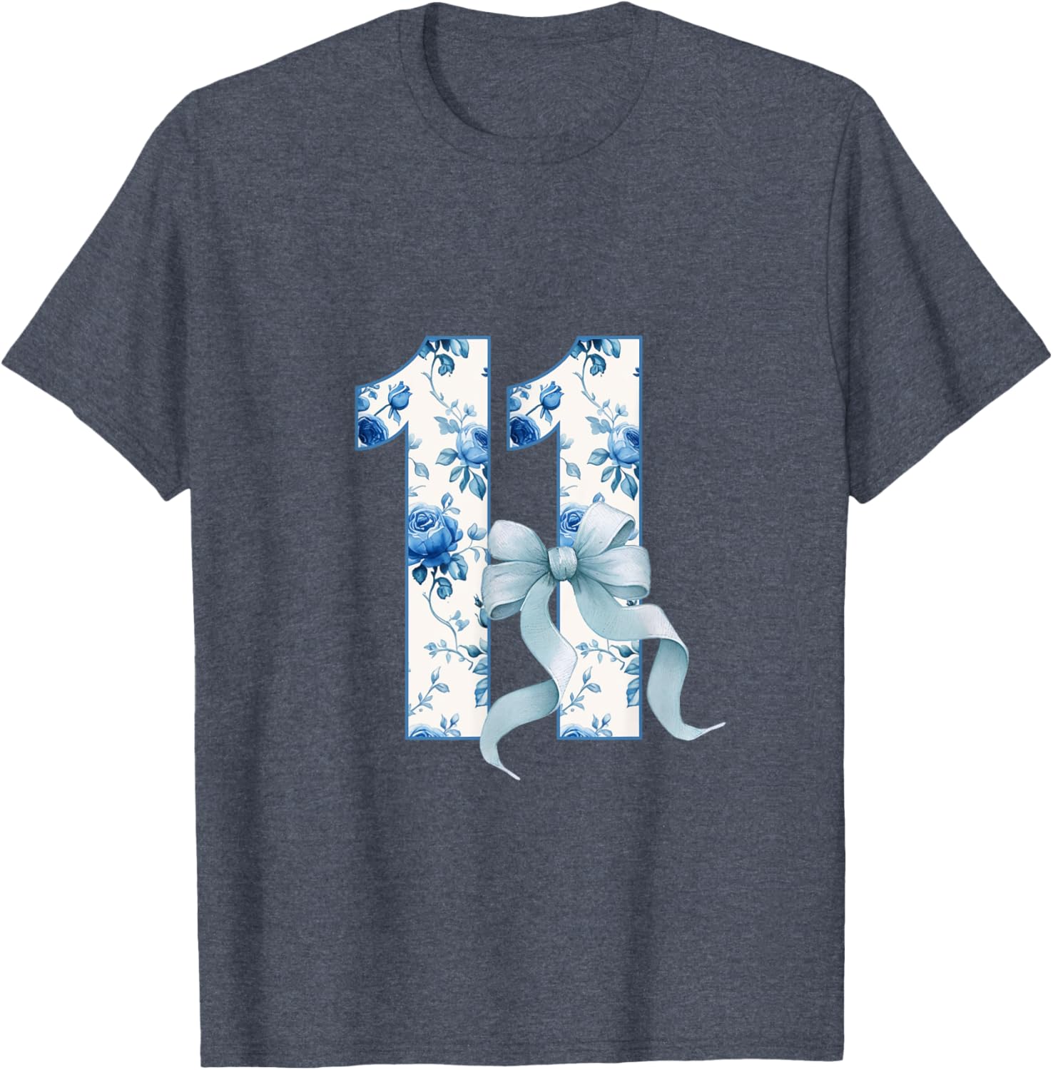Adorable Birthday Girl Coquette Blue Bow T-Shirt for 11th Birthday Celebrations - 4