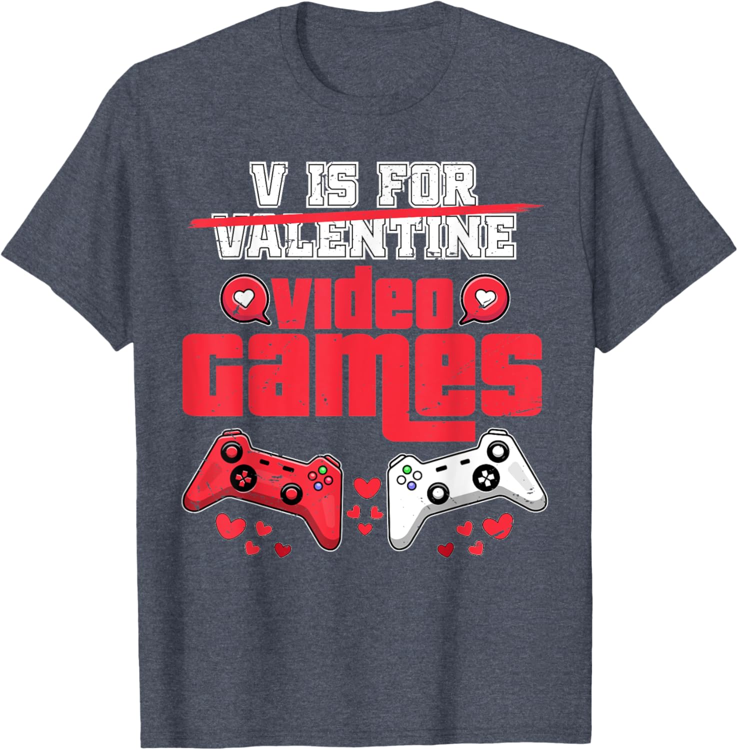 V Is For Video Games Men's Valentine's Day T-Shirt for Gamers - 10