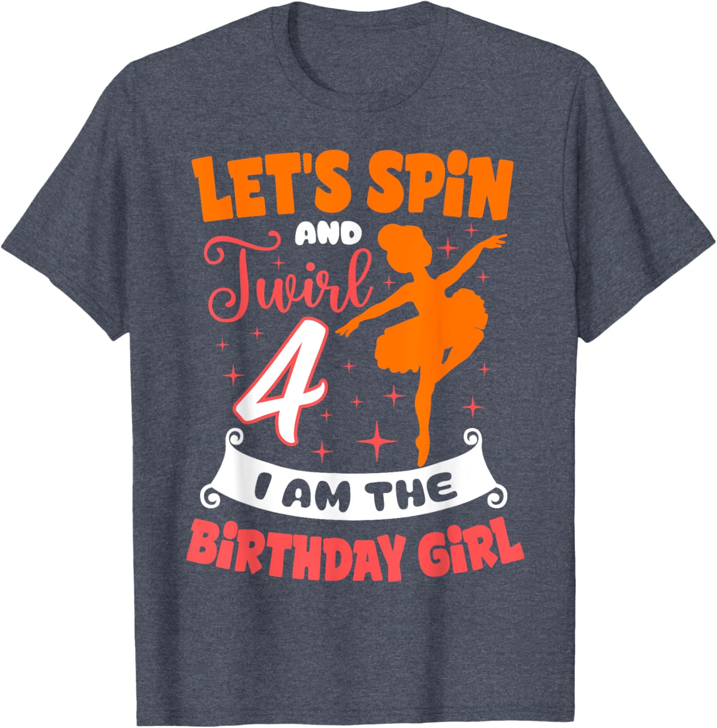 Ballerina Birthday Girl 4th Bday Pointe T-Shirt for Young Dancers - 22