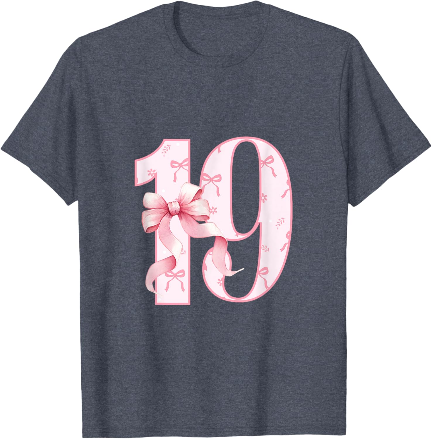 Cute Pink Coquette Bow 19th Birthday Girl T-Shirt for Celebrations - 4