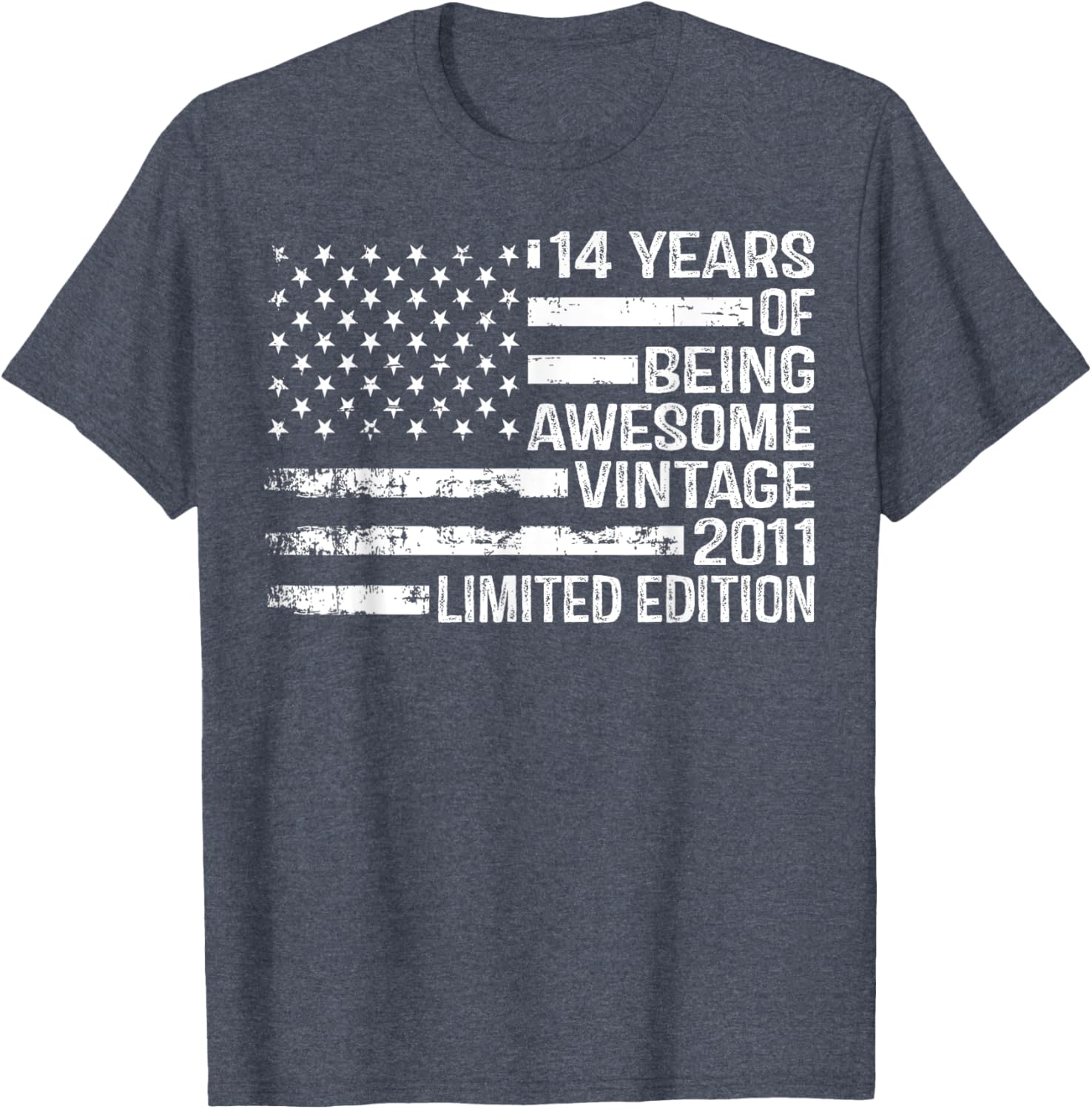 Vintage American Flag T-Shirt for 14th Birthday Celebration - 14 Years Old - 13