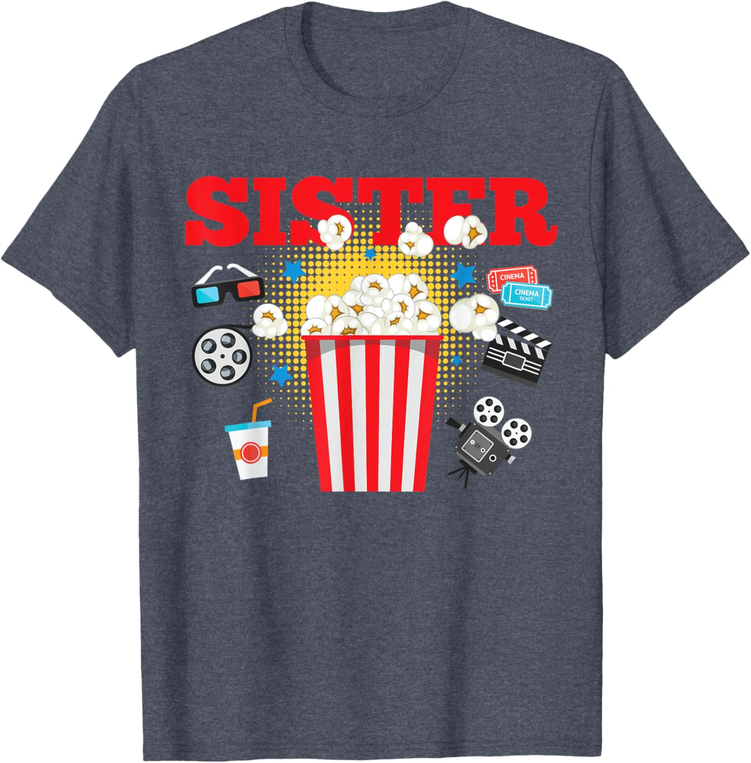 Sister Movie Night Party T-Shirt for Fun Birthday Celebrations - 11