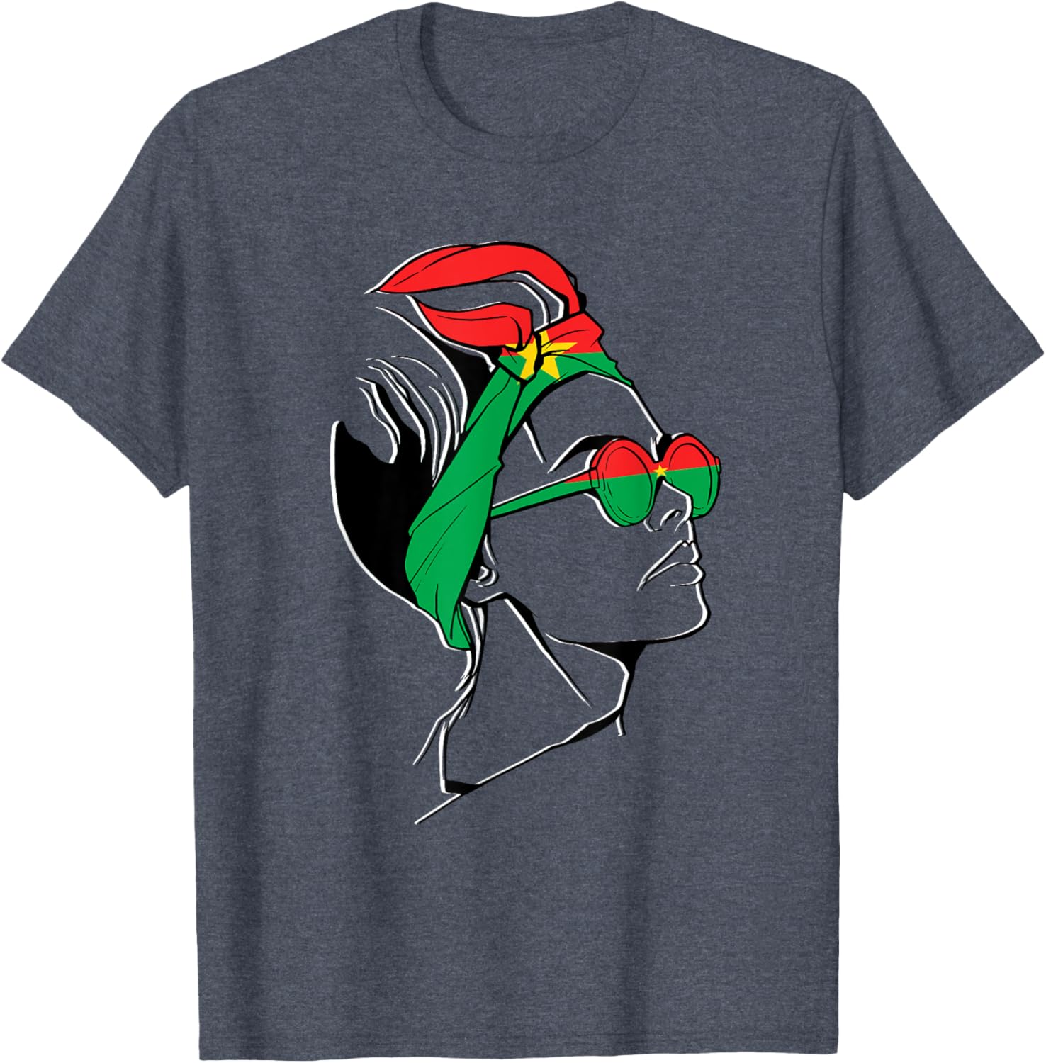 Burkina Faso Pride T-Shirt with Headscarf Design for Women - 17
