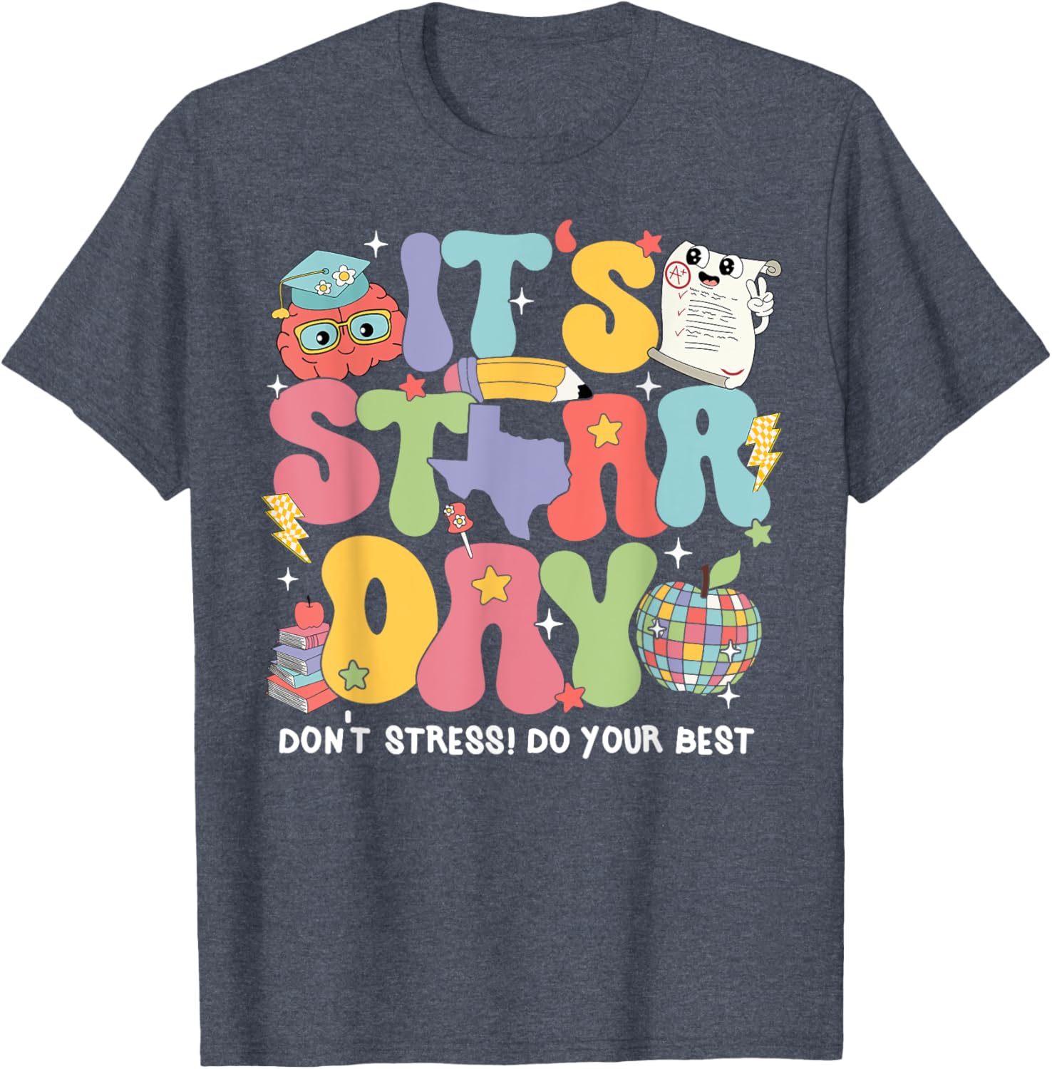 Test Day Groovy STaAR Day Don't Stress T-Shirt for Students - 1