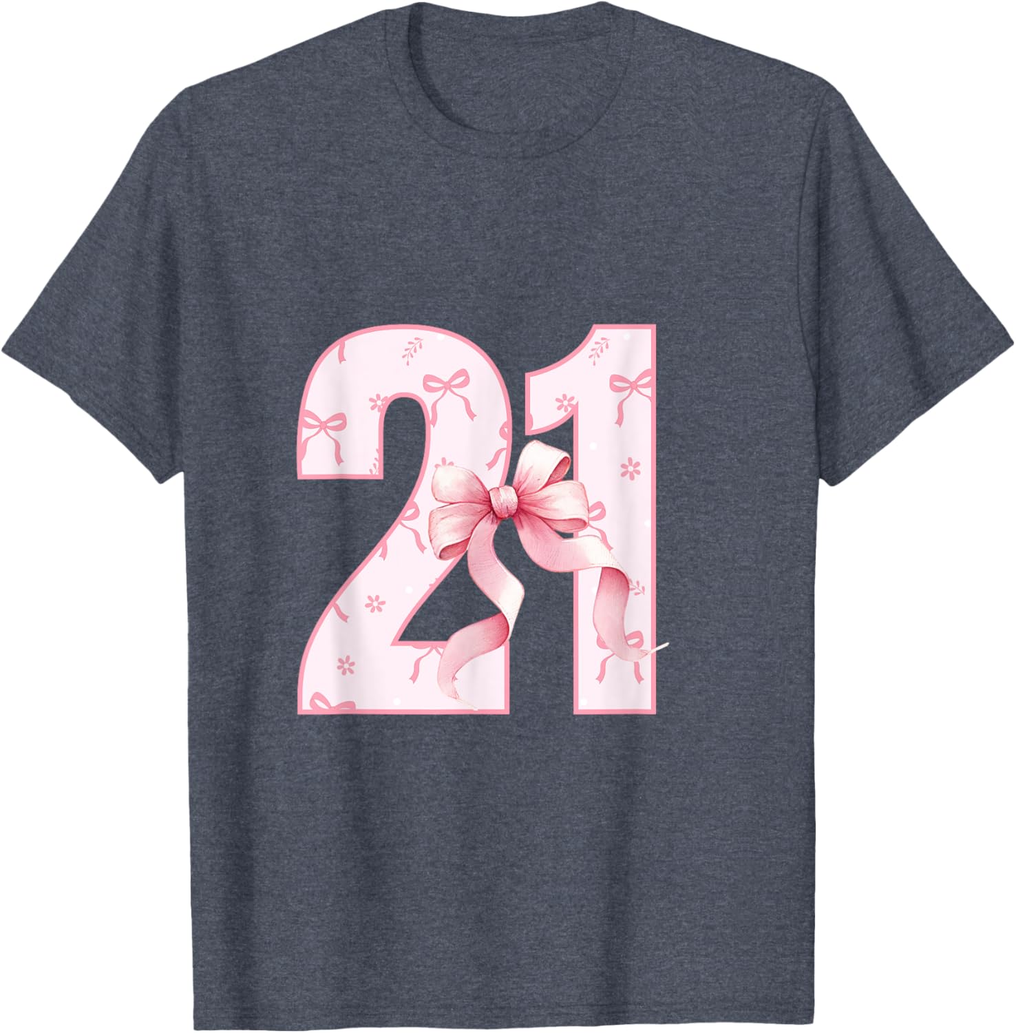 Cute Pink Coquette Bow Birthday Girl T-Shirt for 21st Celebration - 12