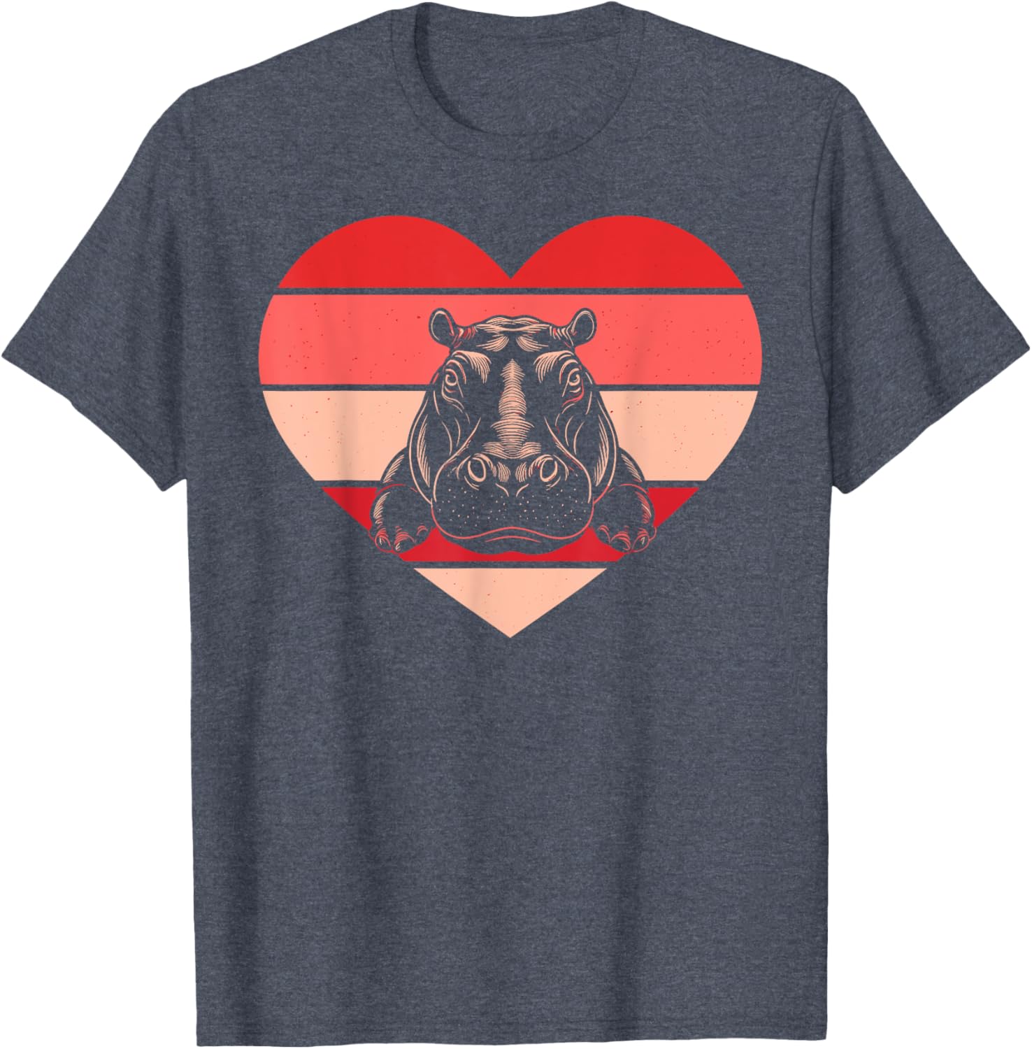 Retro Heart Hippo Vintage Valentine T-Shirt for Women, Men, and Kids - 5