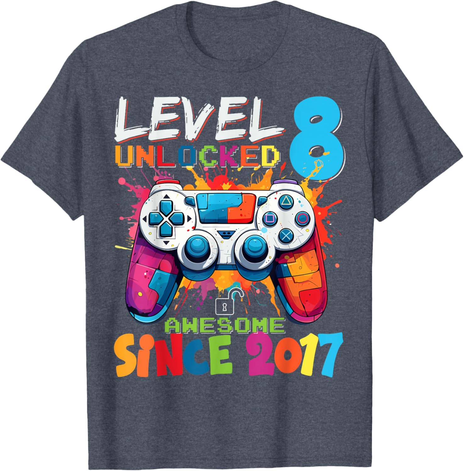 Level 8 Unlocked Video Games Birthday T-Shirt for Gamers 2017 Edition - 6