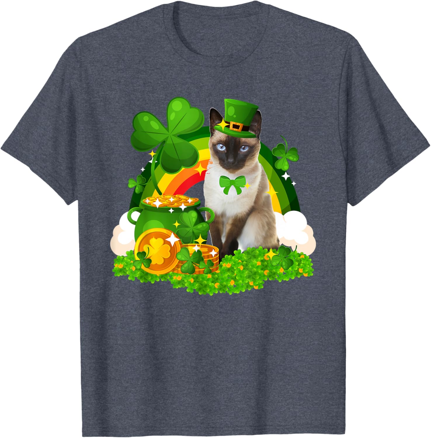 Adorable Leprechaun Siamese Cat St Patrick's Day T-Shirt for Cat Lovers - 22