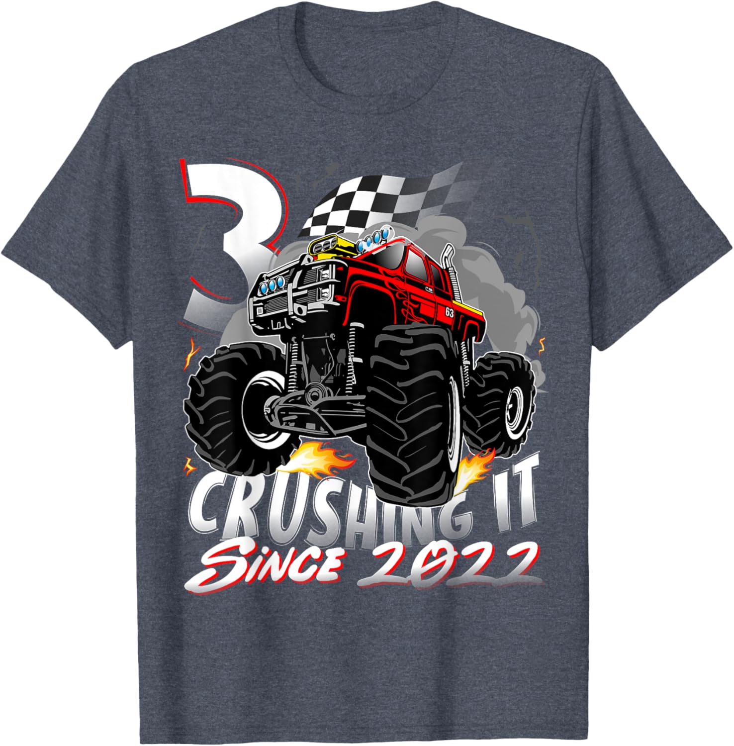 Cool Monster Truck Birthday T-Shirt for 3 Year Old Boys Born 2022 - 3