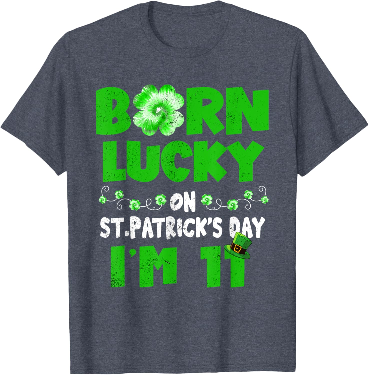 Born Lucky St. Patrick's Day 11th Birthday T-Shirt for Kids - 11