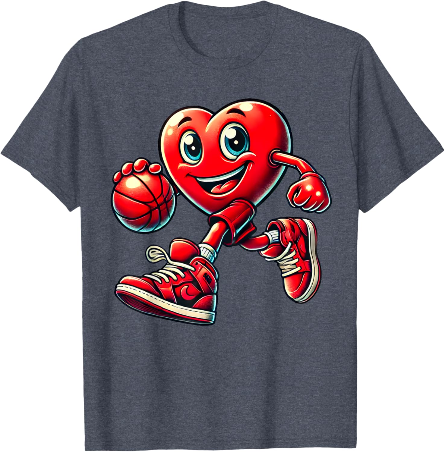 Valentine's Day Heart Basketball T-Shirt for Kids and Adults Fun Design - 11