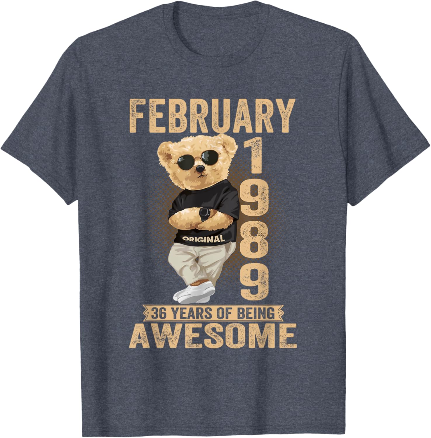 Awesome February 36th Birthday Teddy Bear T-Shirt for Men and Women - 11