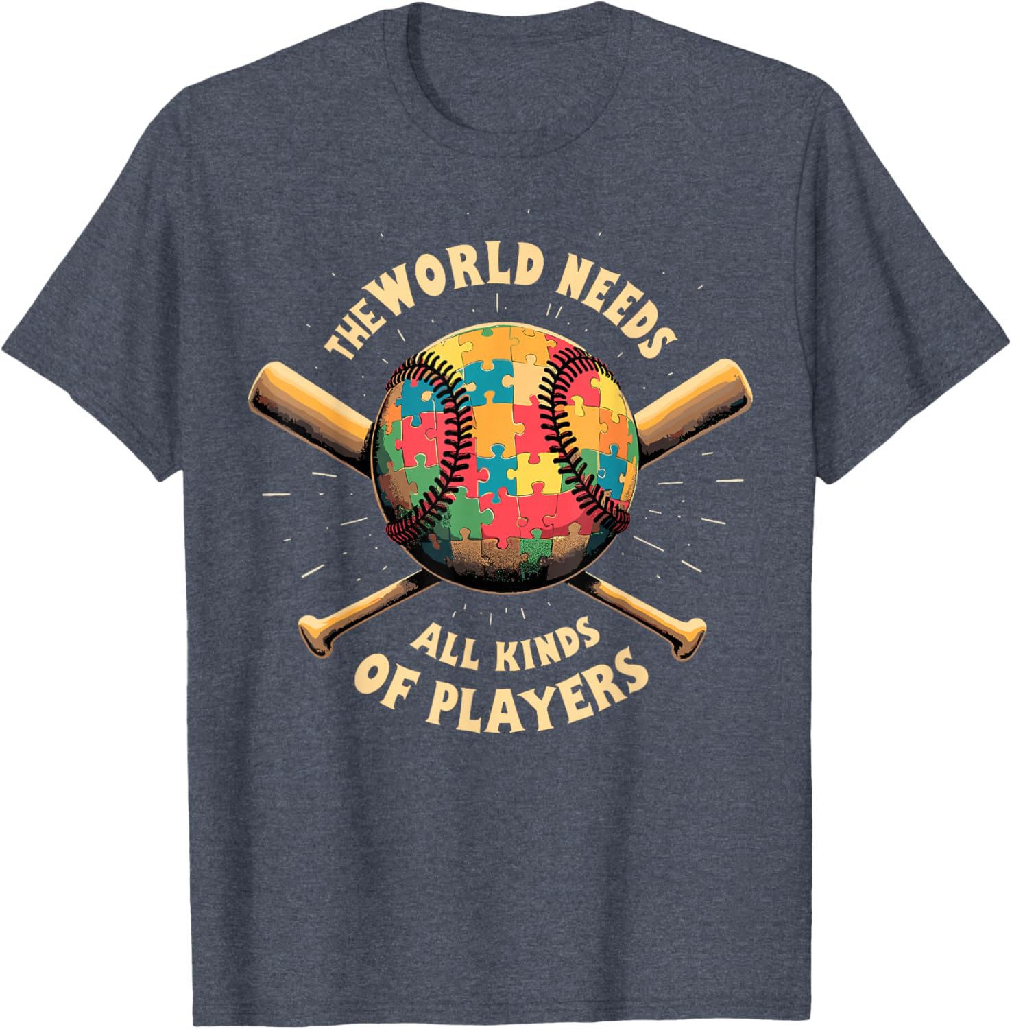 Autism Awareness Support T-Shirt for Baseball Players and Fans - 1