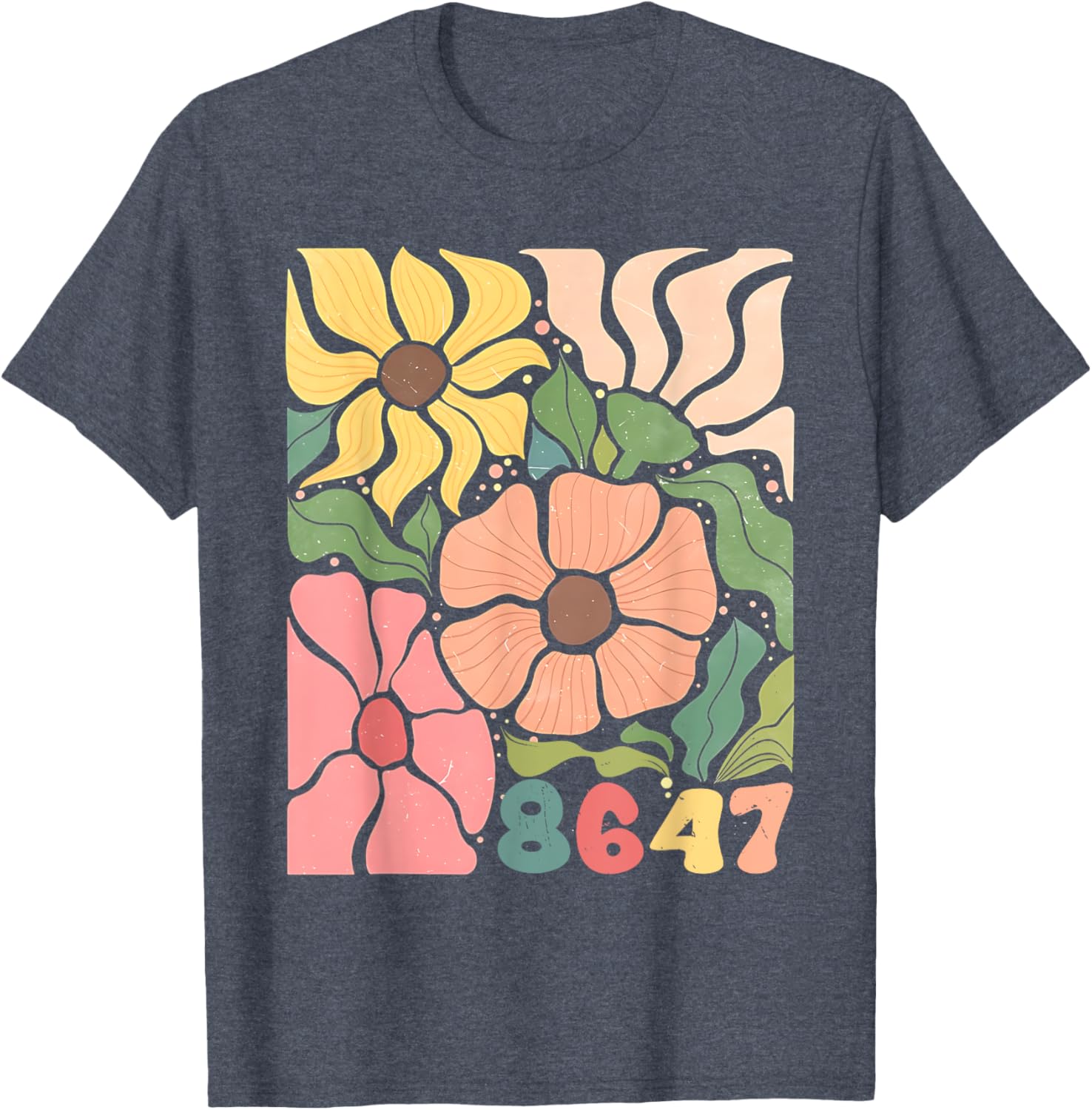 Boho Style Floral T-Shirt with Subtle Anti Trump Design for Women - 21