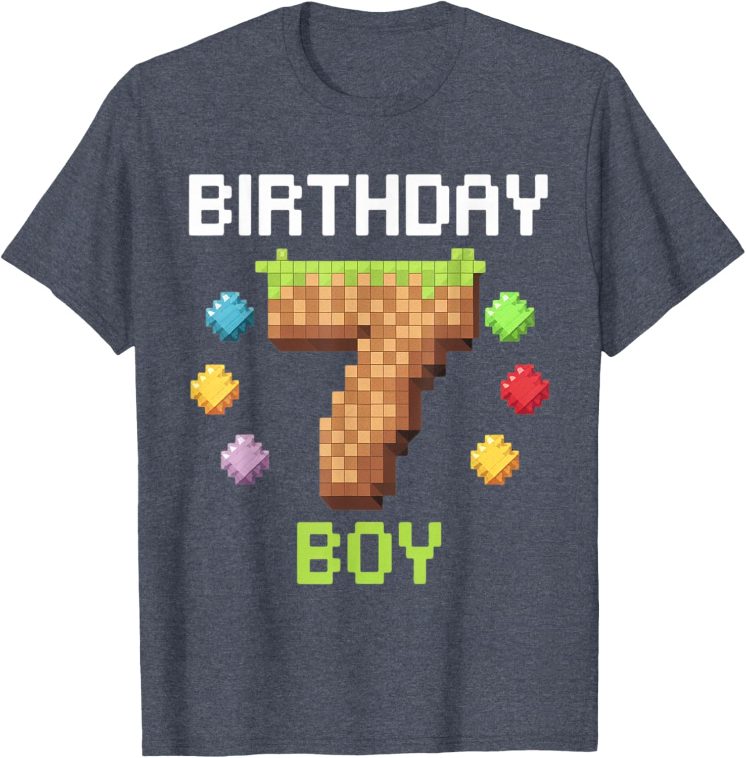 Birthday Boy Gamer 7th Birthday Pixel Number T-Shirt for Kids - 25