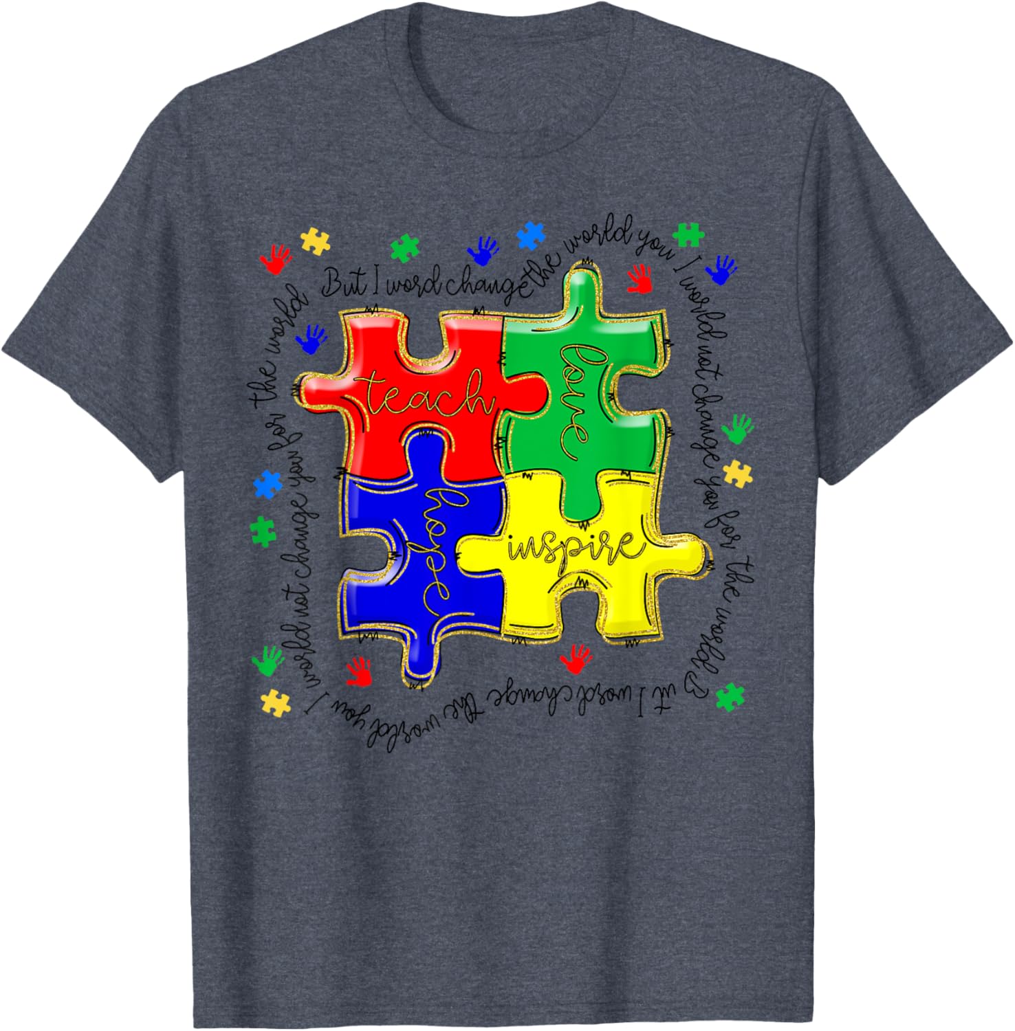 Autism Awareness Teacher Puzzle Shirt Teach Accept Understand Love - 1