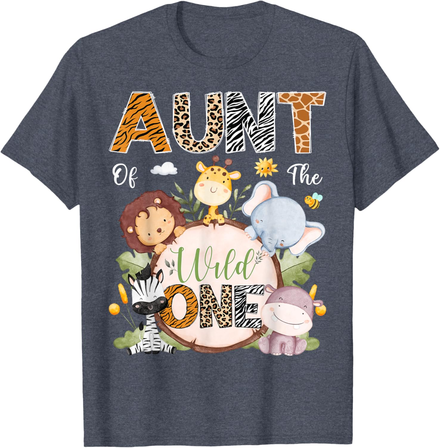 Aunt of the Wild One First Birthday Safari Animals T-Shirt for Kids - 4