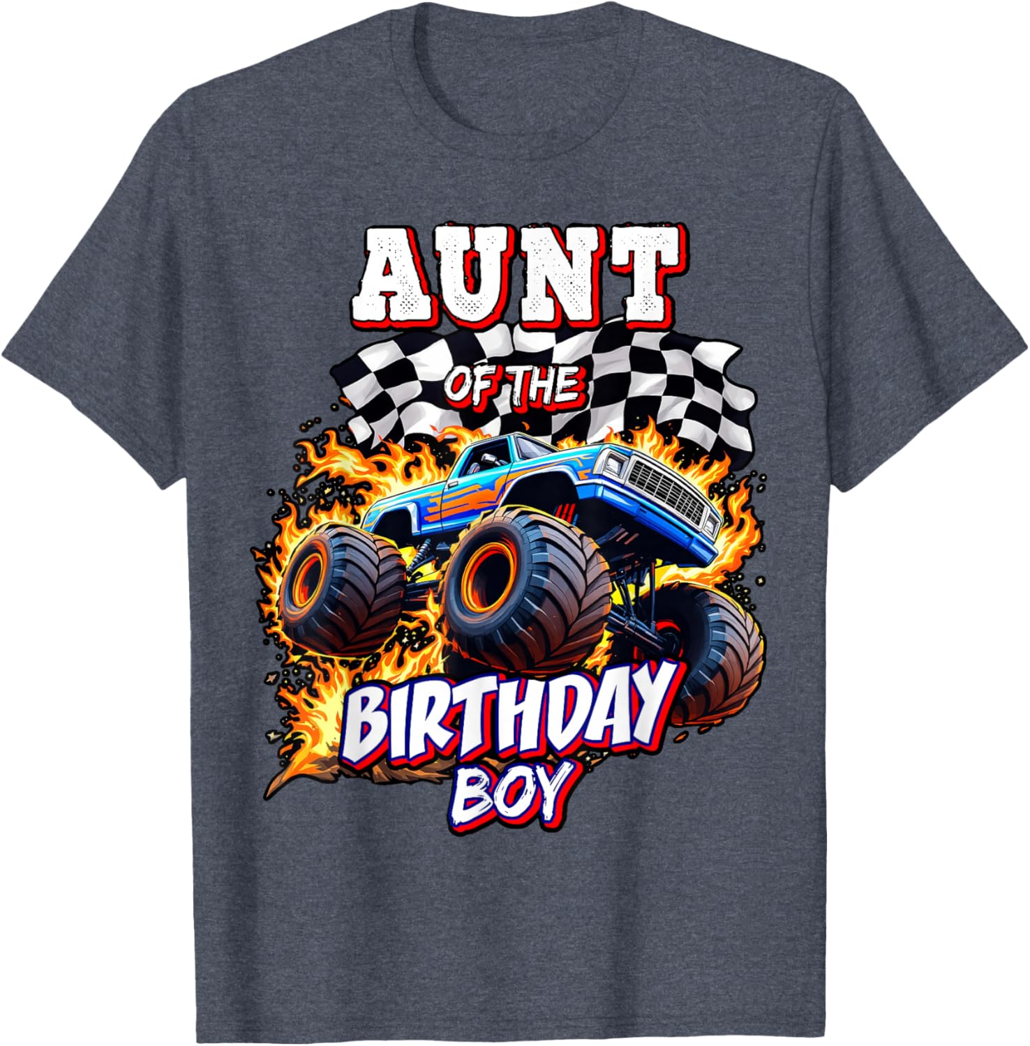 Monster Truck Birthday Party T-Shirt for Aunt of the Birthday Boy - 4