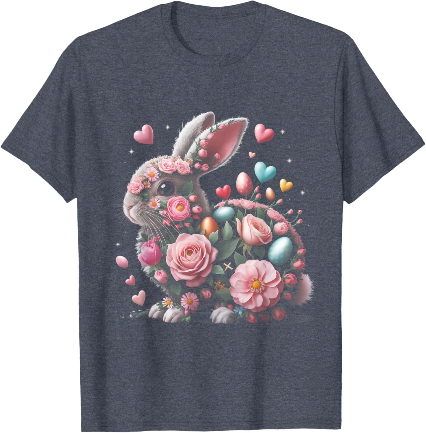 Whimsical Floral Easter Bunny Spring Aesthetic T-Shirt for Fun Celebrations - 3