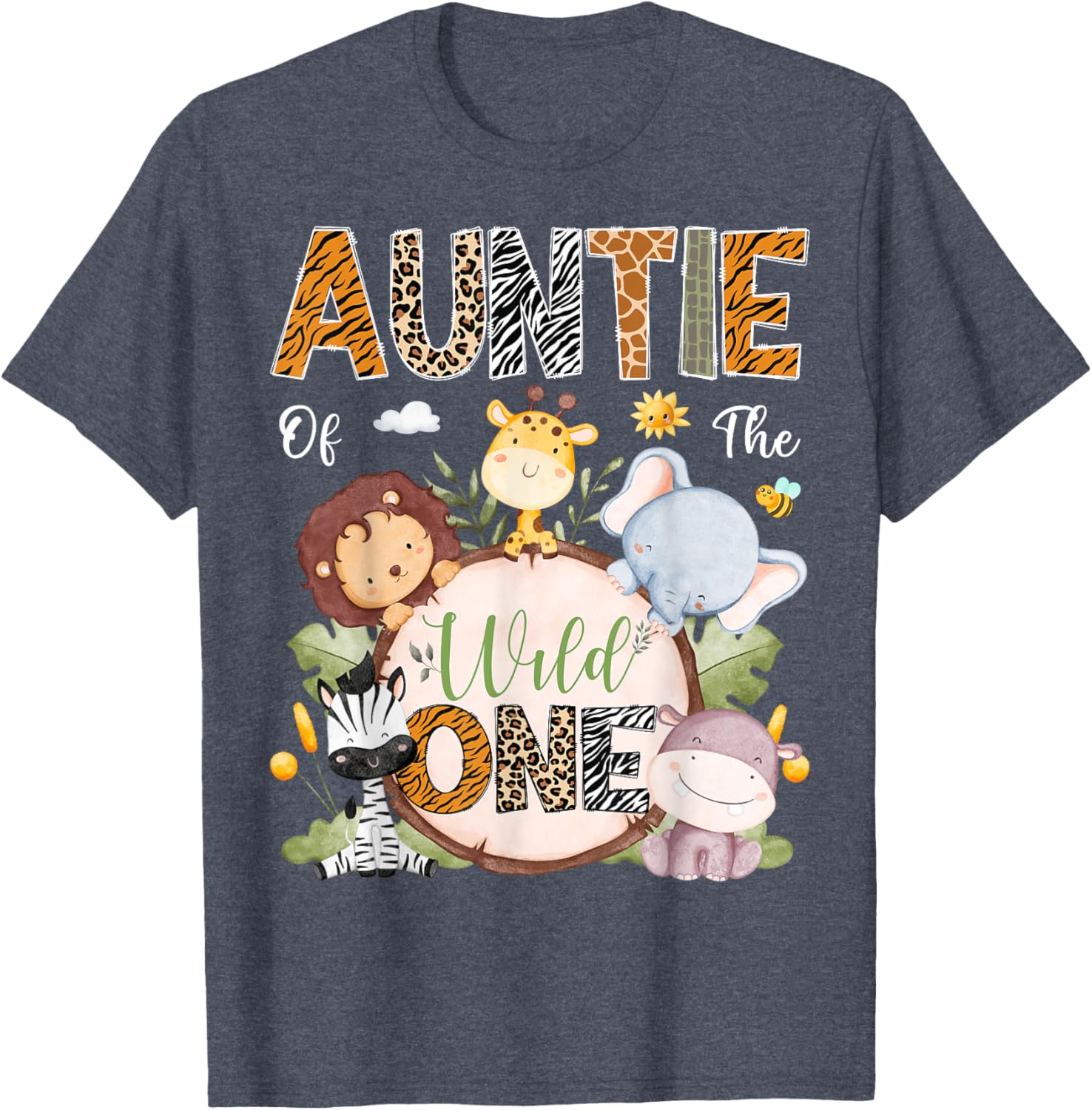 Auntie Of The Wild One 1st Birthday Safari Jungle Animals T-Shirt - 5