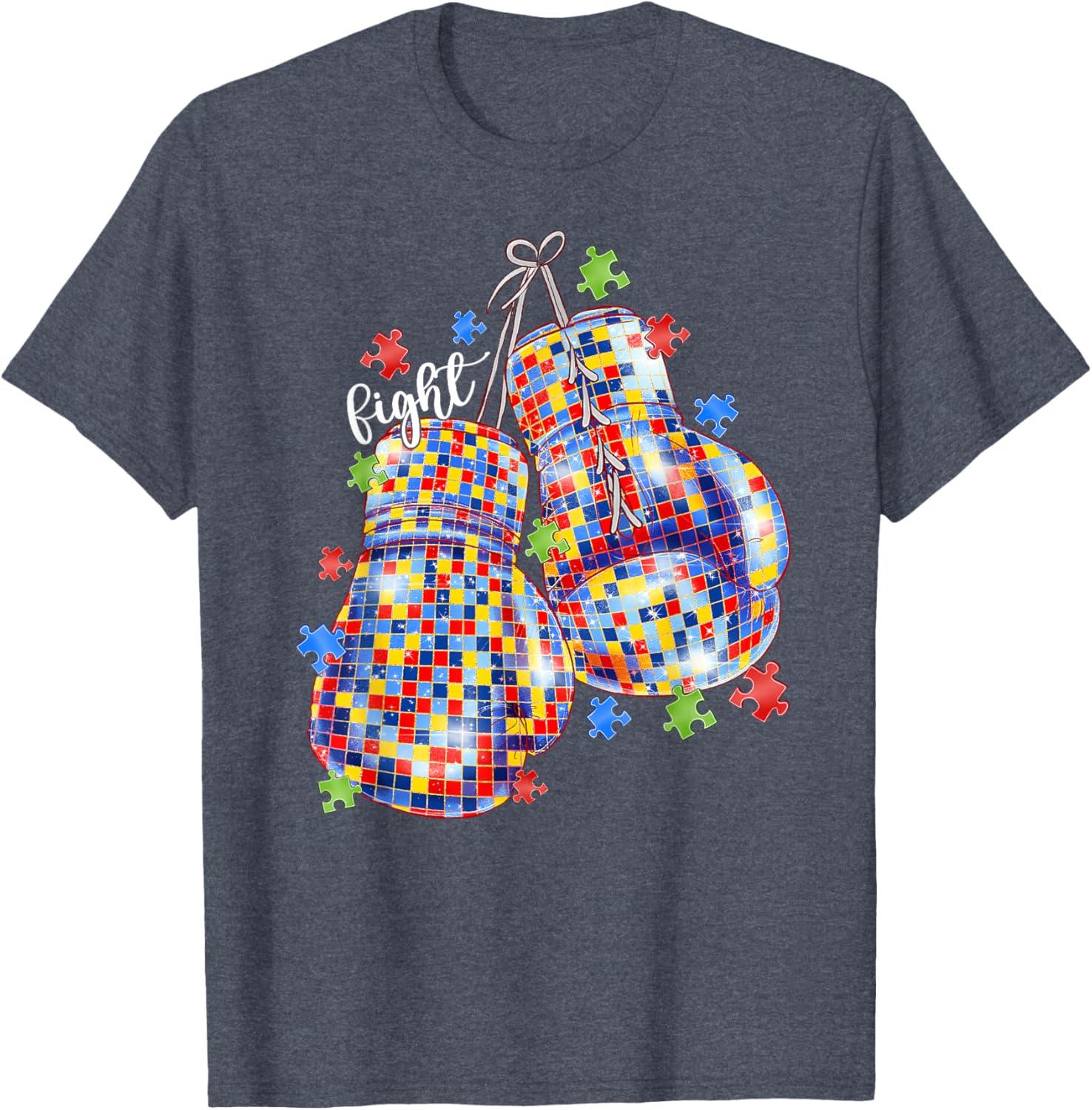 Autism Awareness Puzzle Piece Boxing Gloves T-Shirt for All Ages - 9