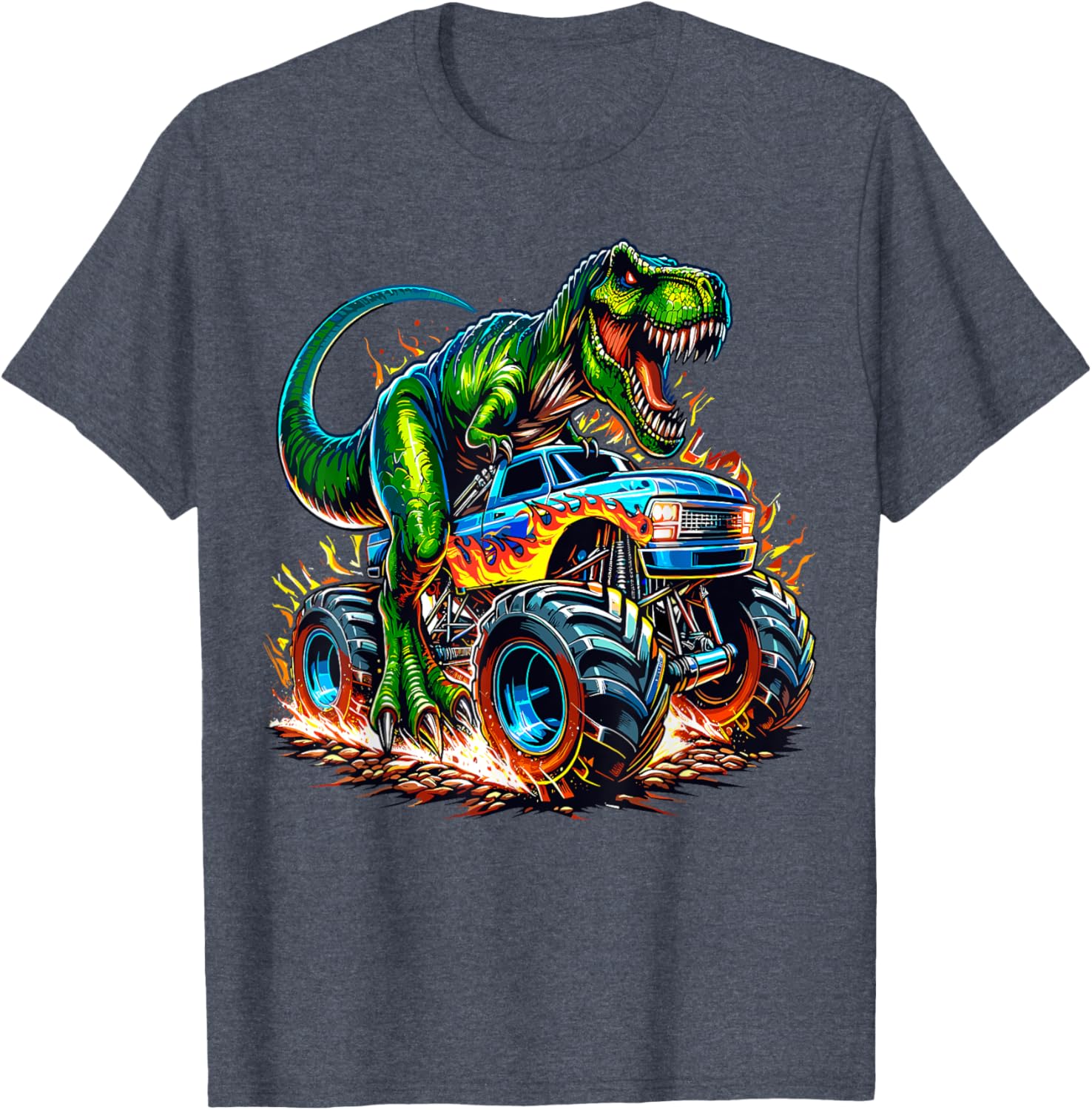 Monster Truck Dinosaur Birthday Party T-Shirt for Kids Fun Celebration - 14