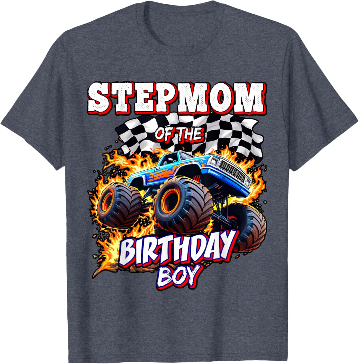 Stepmom of the Birthday Boy Monster Truck T-Shirt for Fun Celebrations - 10