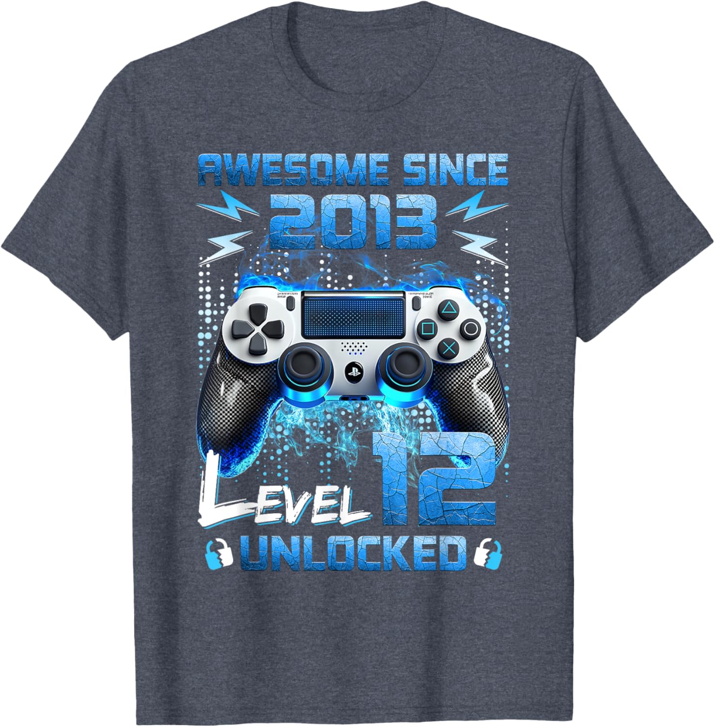Level 12 Unlocked Video Gamer T-Shirt for 12 Year Old Birthday Fun - 3