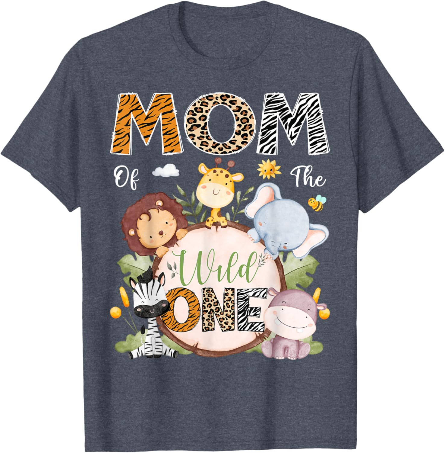 Mom Of The Wild One 1st Birthday Safari Jungle Animals T-Shirt - 8