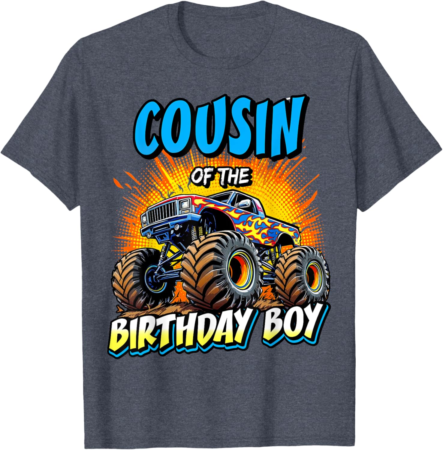 Cousin of the Birthday Boy Monster Truck T-Shirt for Fun Birthday Parties - 4