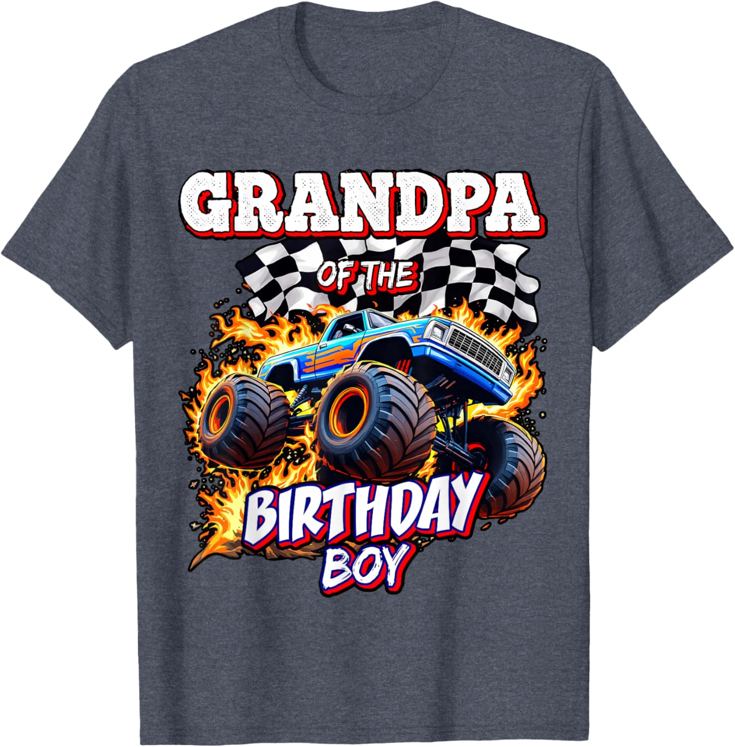 Grandpa of the Birthday Boy Monster Truck T-Shirt for Fun Celebrations - 1