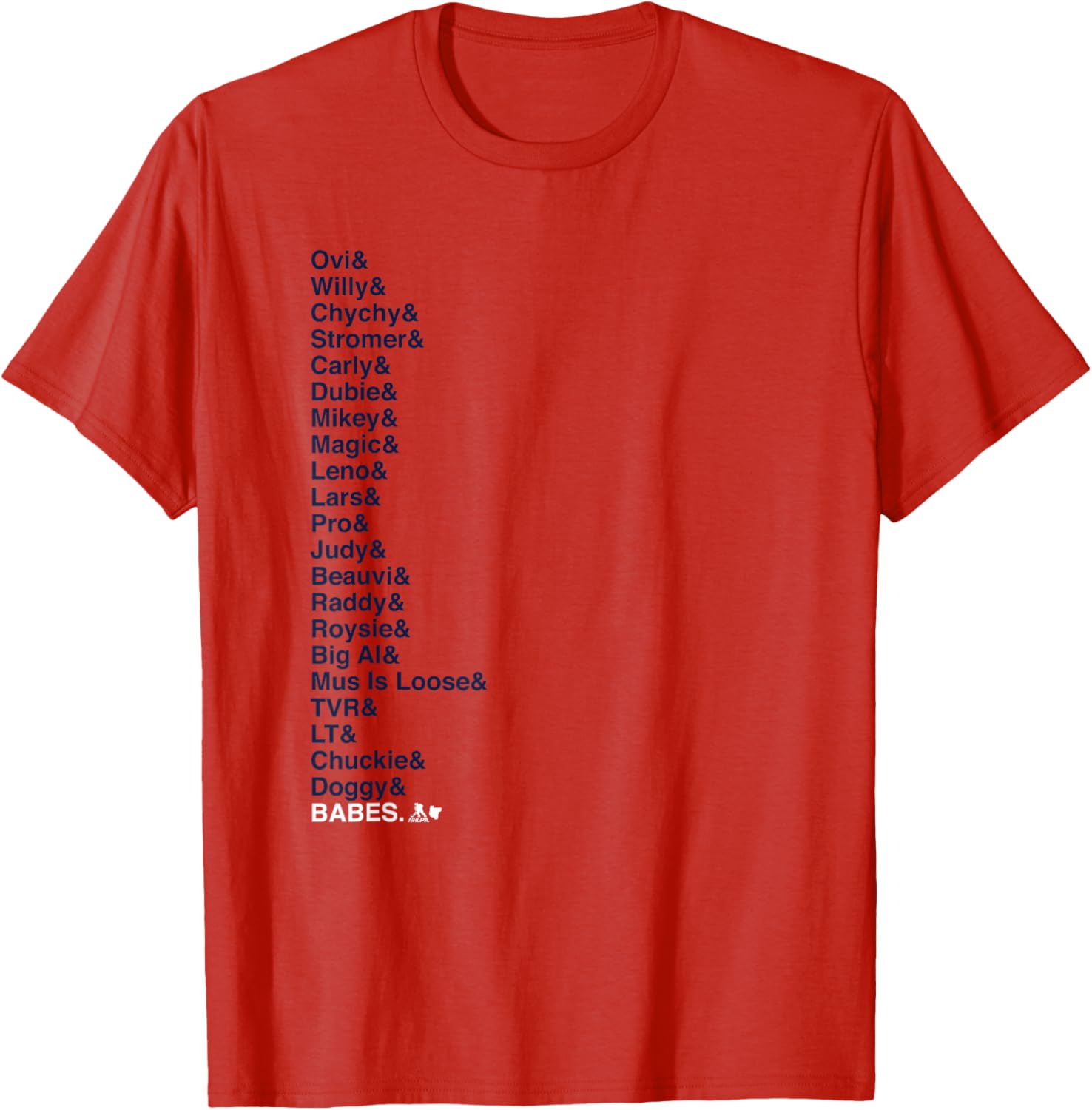 Washington Hockey Babes Roster Nicknames T-Shirt for Fans and Players - 1